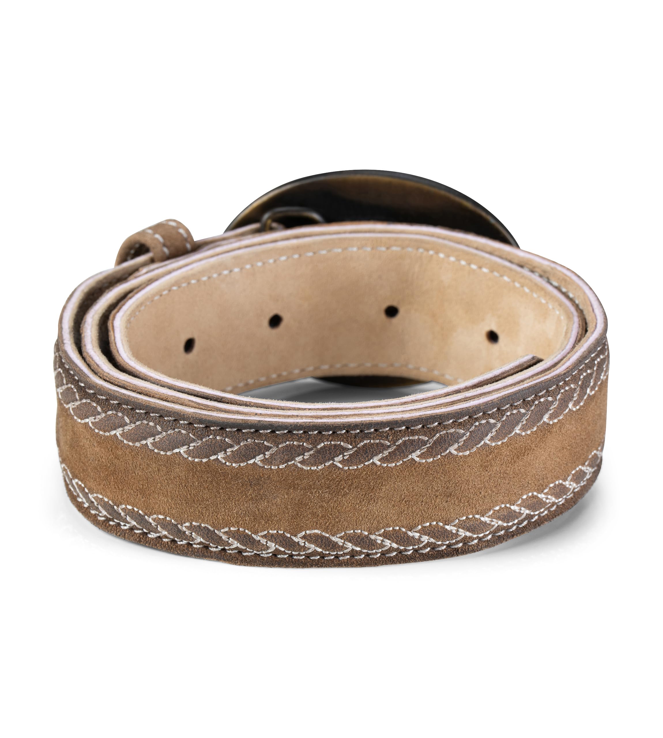 Schöneberger Trachten Couture Trachtengürtel, handgefertigter Lederhosen Gürtel mit Hirsch Schnalle, Ledergürtel Sebastian