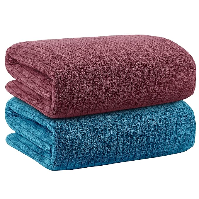 Story@Home Towels for Bath Large Size | Microfiber Towels for Bath | Towel Set of 2 | 400 GSM | 70 x 140 cm | Pink and Blue | Bath Towels for Men, Women & Kids | Gym Towel | Perfect for Everyday Use