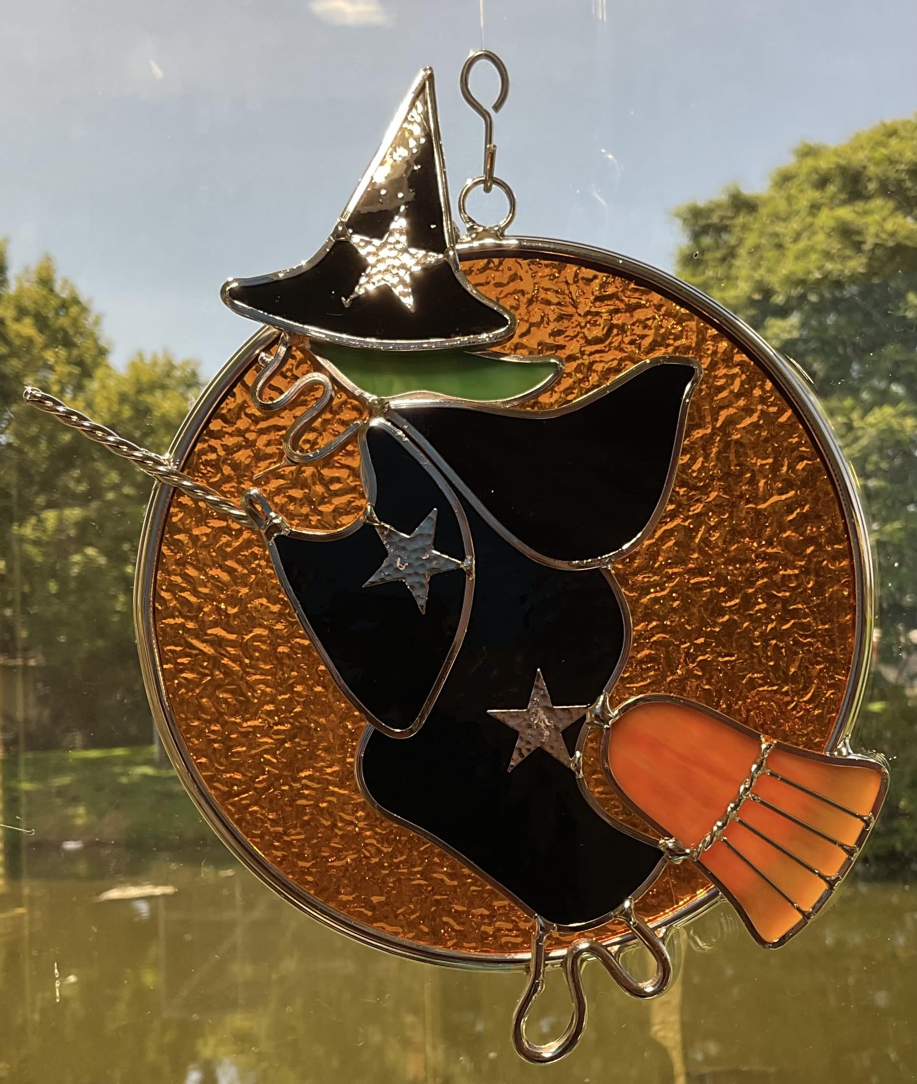 Amazon.co.jp: JGS Moon Witch on ほうきステンドグラスサン