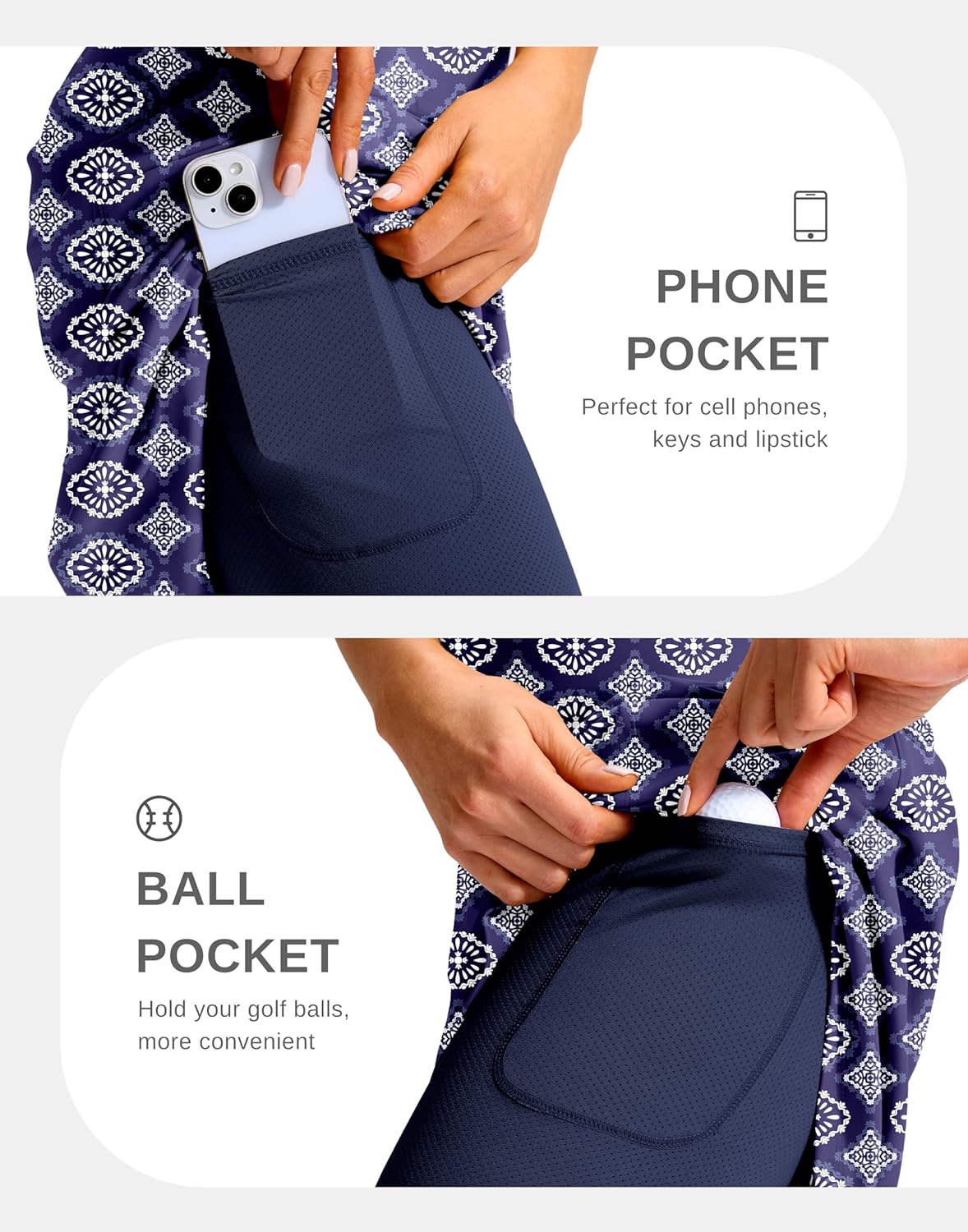 G Gradual Women's 20" Knee Length Golf Skirt Skort 4 Side Pockets Stretch High Waisted Tummy Control Skirt with Short - Image 4