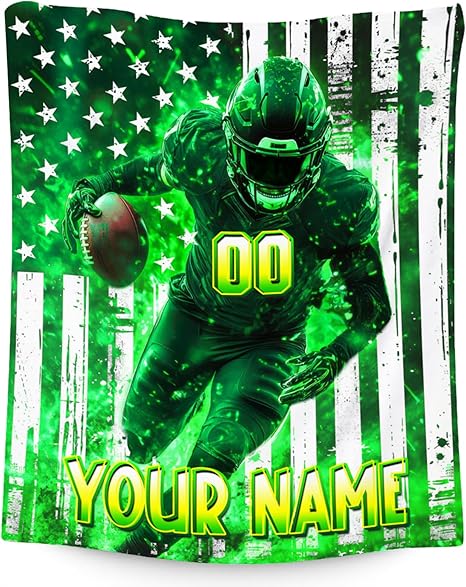 Football Blanket for Boys, Personalized Kids Blanket with Name, Custom Sports Gifts for Kids, Fluffy Flannel Throw for Couch & Sofa, 30"x40"