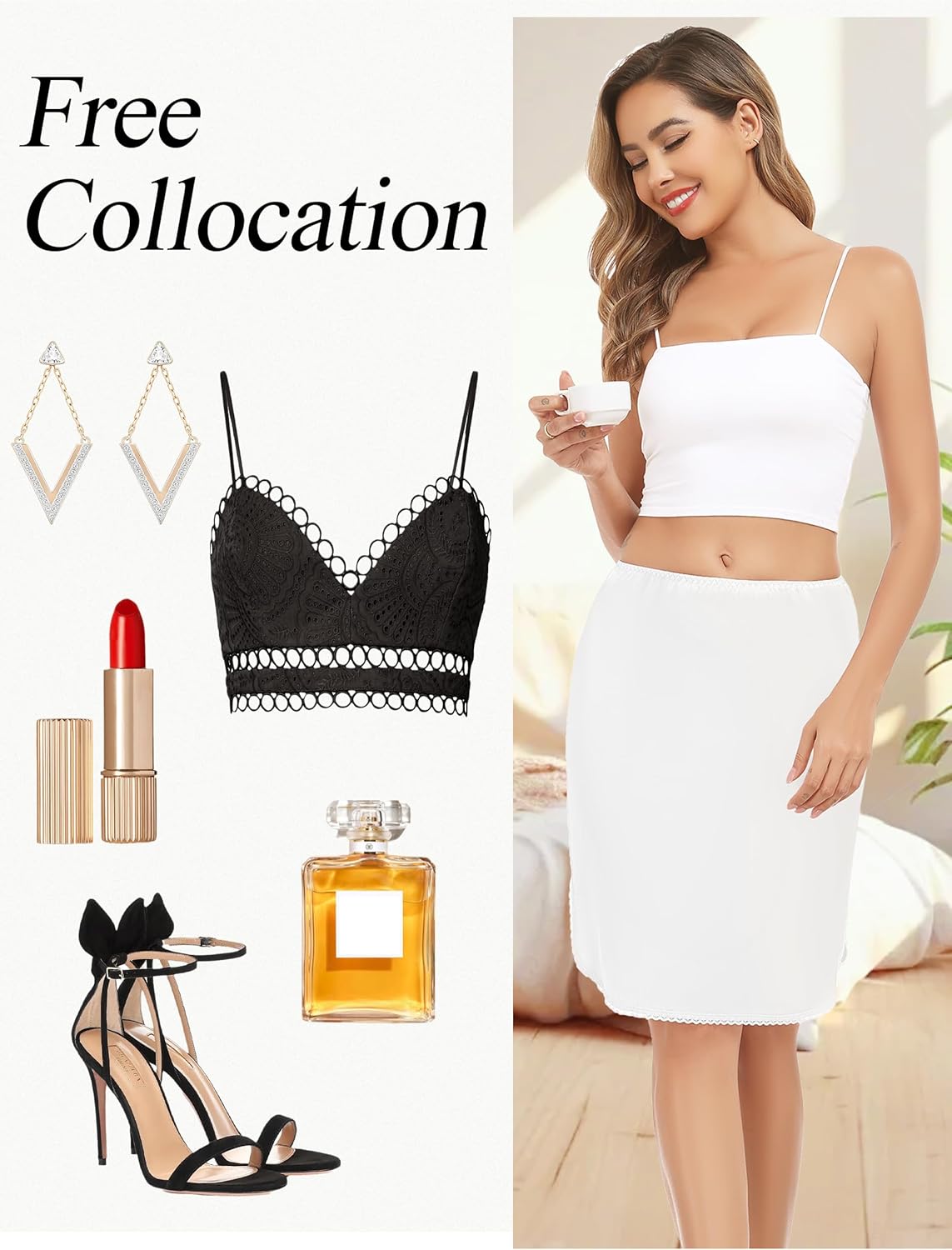 Lovasy Half Slips for Women Underskirt Anti-Static Short Mini Skirt with Floral Lace Trim Slip Dress for Skirt Dresses White,XX-Large - Image 6