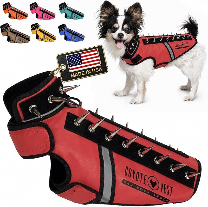Peitoral vest para cães CoyoteVest SpikeVest com espinhos removíveis, XS Vermelho