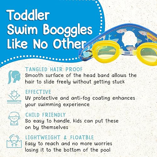 Miniatura 3 de Booggles, gafas de natación antivaho para niños, gafas ajustables para niños y niños pequeños, gafas de natación para niños con correa gruesa