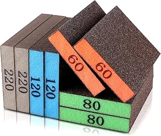 8 Pack Sanding Sponge, Washable & Reusable Sanding Blocks for Drywall, Wood, Metal & Furniture — Premium Sandpaper Block Assortment with 60/80/120/220 Grit