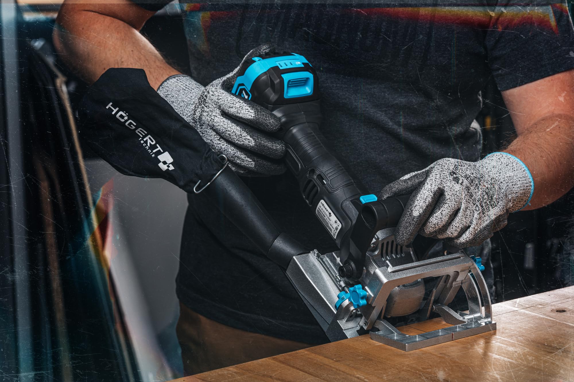 HÖGERT TECHNIK – Fraiseuse à biscuits sans fil 18V OneAccuSystem, assembleuse de lamelles pour bois, fraiseuse de rainures pour assemblages en MDF, 0-11000 tr/min, softgrip, sans batterie
