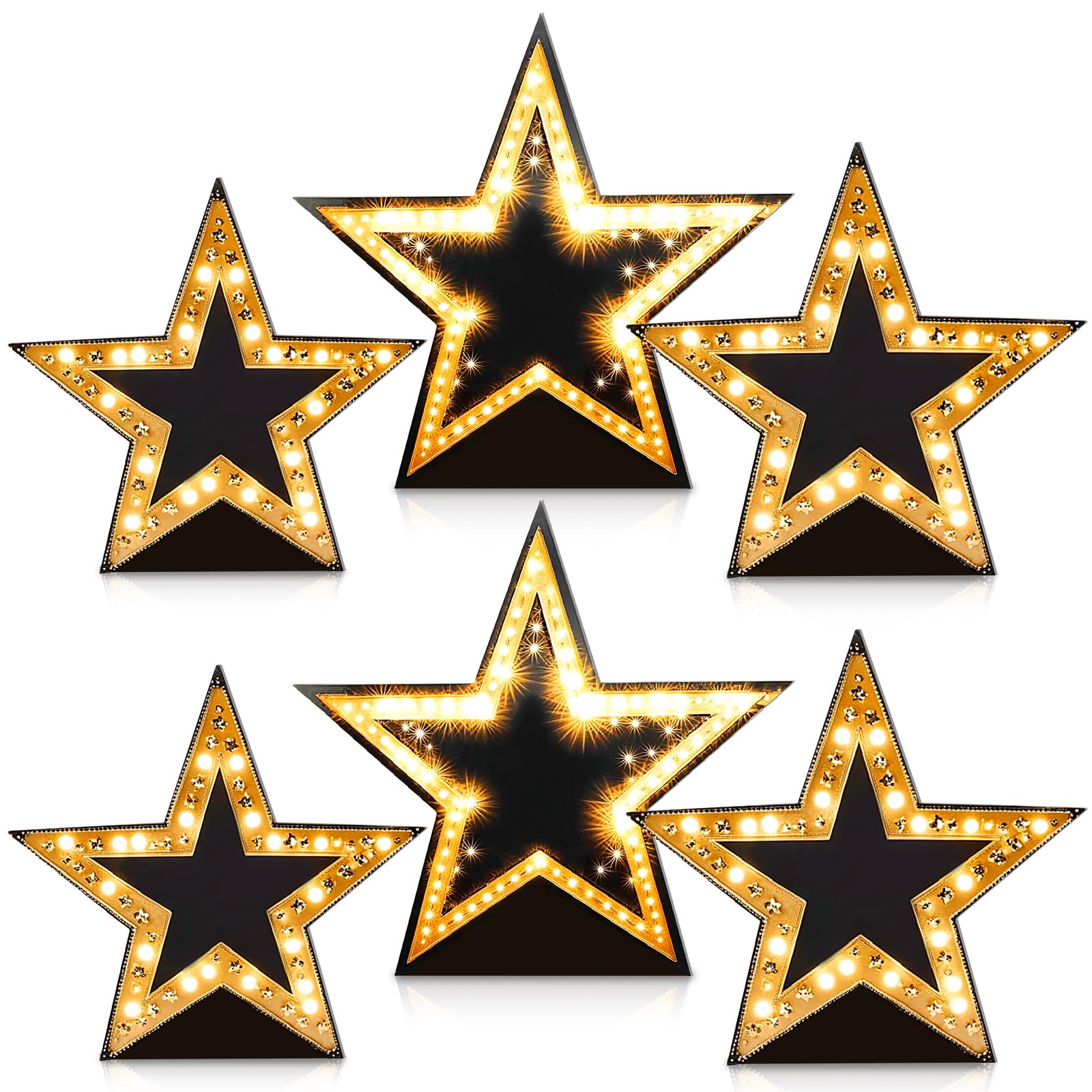 Leinuosen 6 Pcs 25.8"-31.5" Star Starry Night Movie Night Party Decorations Graduation Under the Stars Cardboard Cutout Stand-up Prom Award Homecoming Wedding Birthday Party Photo Prop Backdrop Decor