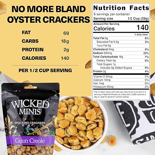 Miniatura 2 de Wicked Minis - Galletas de sopa y ostras  Mini sopa inflada con sabor a salina y salada, mezcla de aperitivos salados, ensaladas de picatostes