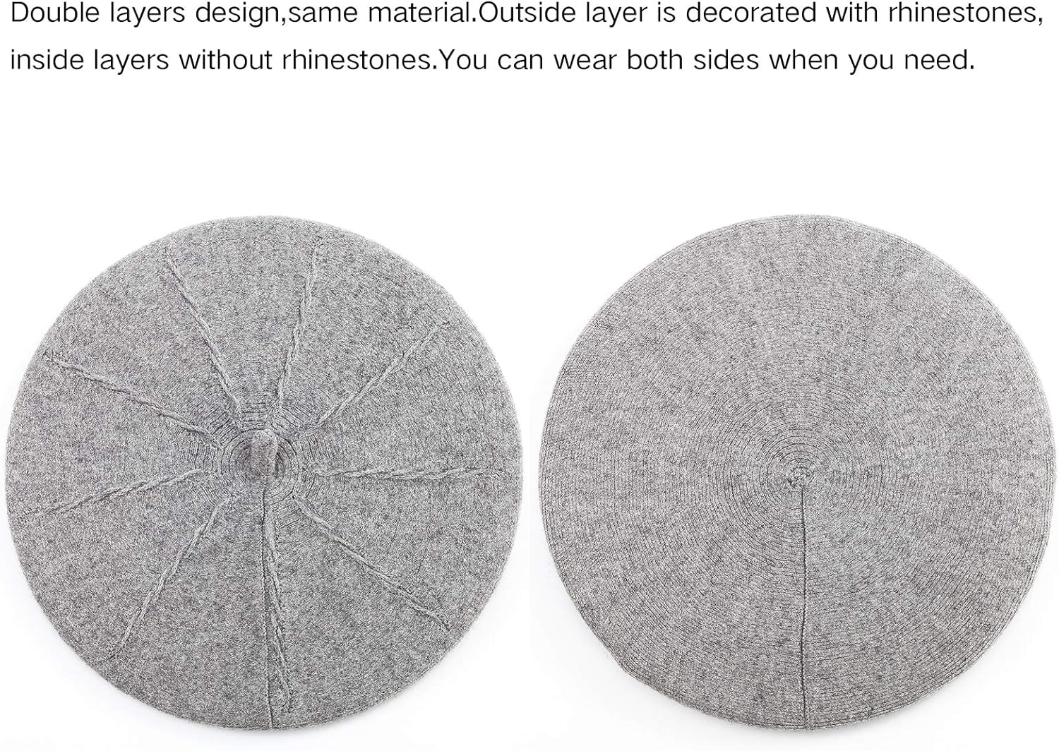 LADYBRO 2 Layers French Beret Hats for Women, Wool Soft Warm Cable Knit Beanie Cap - Image 2