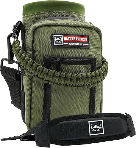 Vista 39 de NATURE PIONEOR Soporte para botella de agua con correa ajustable – 25/32/40 onzas, funda aislante para botella de agua con mango de paracaídas y 2