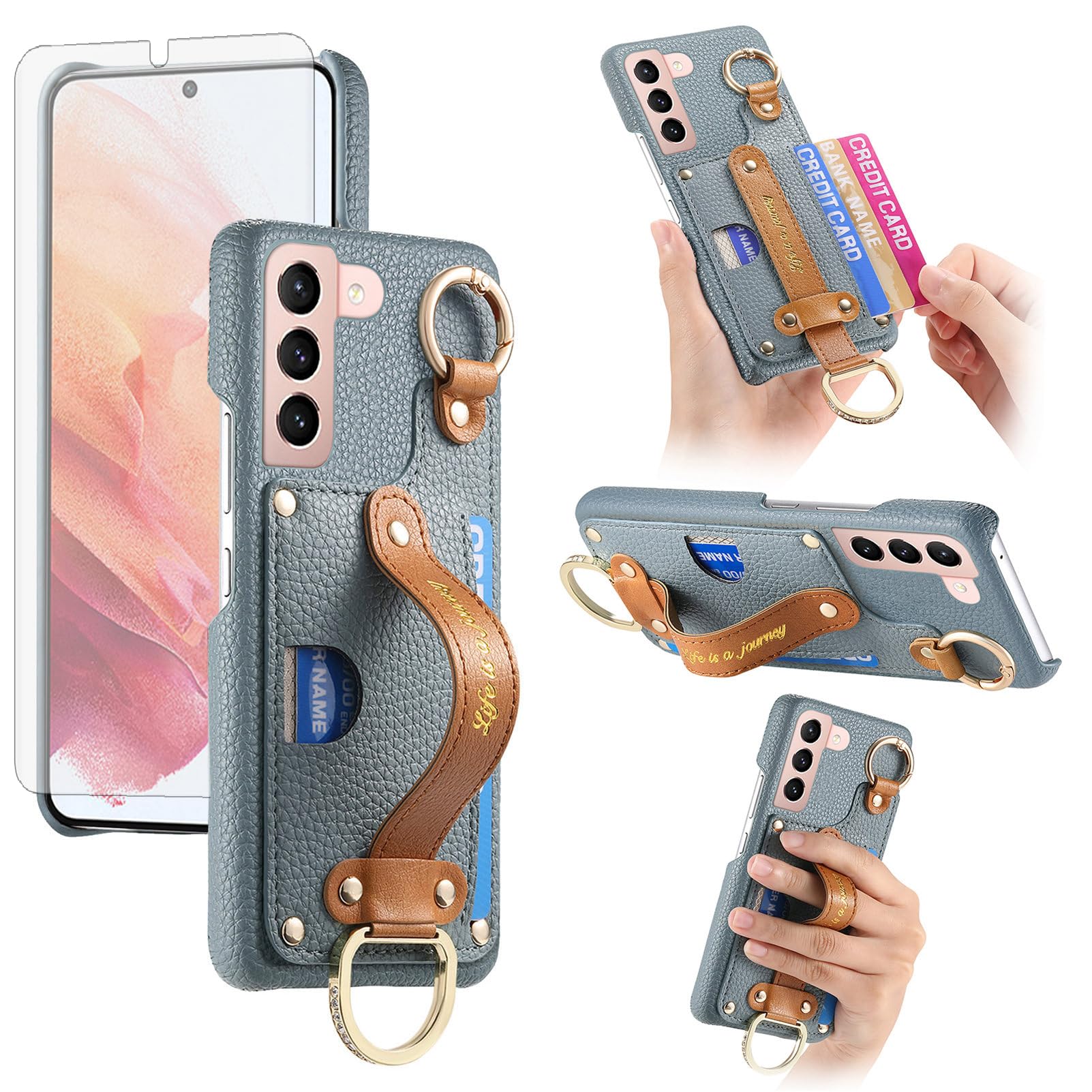 Coque S22 Plus antichoc Asuwish LZWWDZHK US bleu rigide - 8
