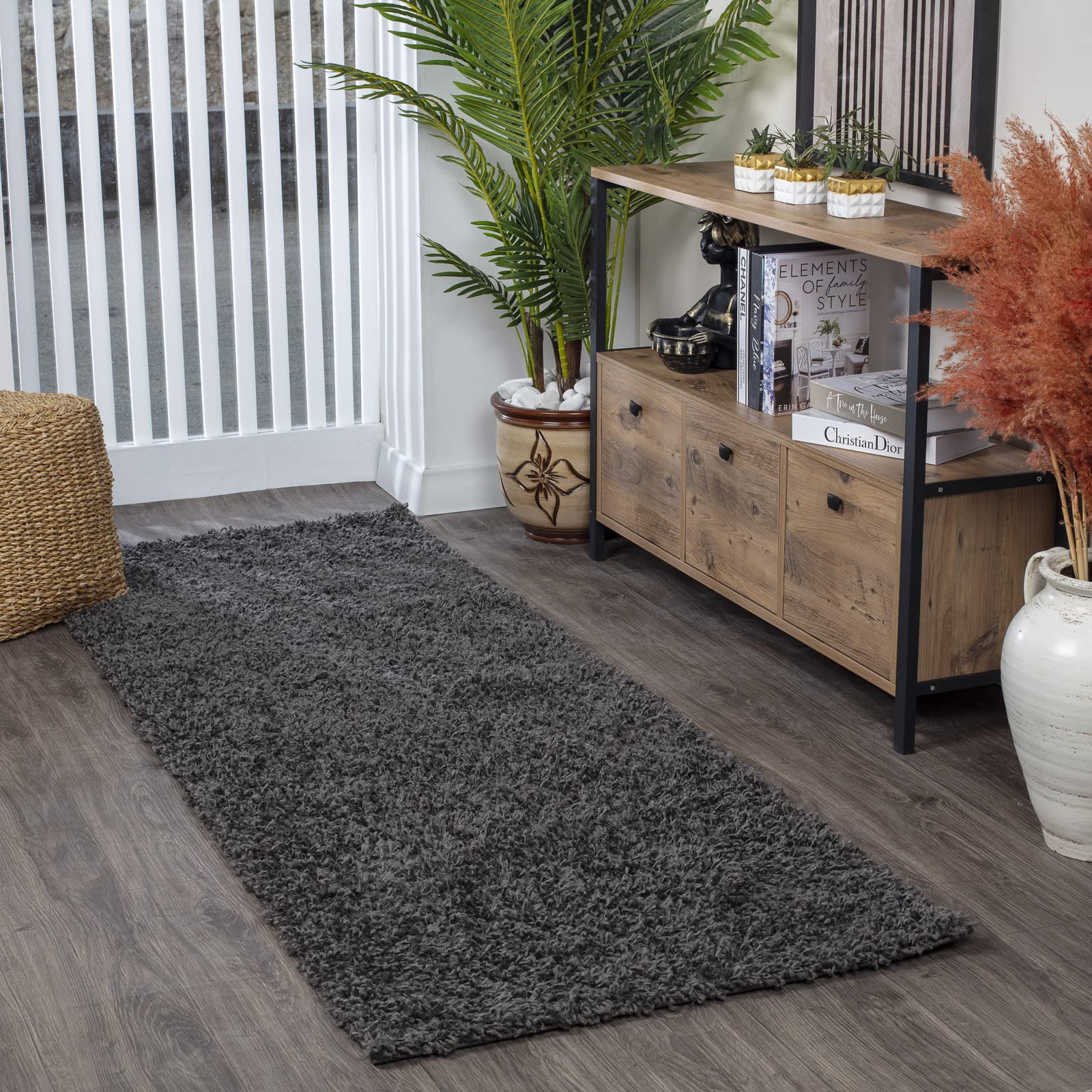 Tapis à poils longs moderne et moelleux pour salle à manger