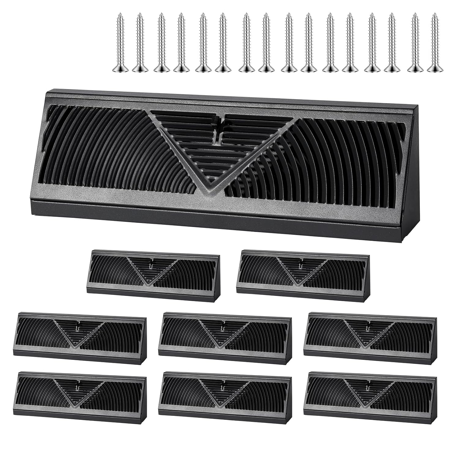 4 Pcs Baseboard Register Vent 24 Inch Duct Opening Size Baseboard Vent Covers Diffuser Adjustable Corner Return Air Grille for Home Floor Wall Air Flow Control (4,Black, 24 Inch)