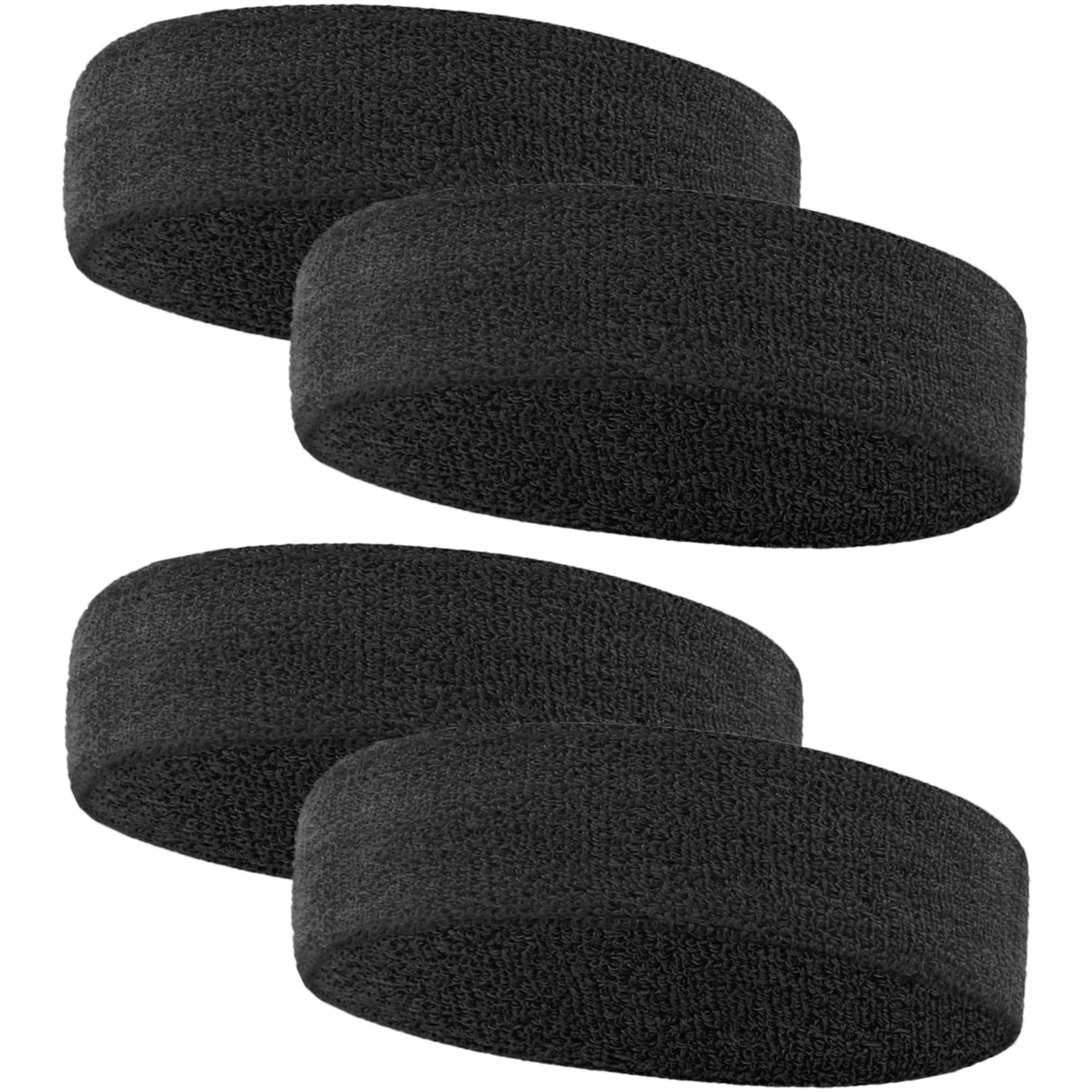 4 Pack Sweatbands Sports Headband for Men and Women, Moisture Wicking Athletic Workout Headband for Running, Tennis, Basketball, Yoga, Gym Stretchy Unisex Sweatband