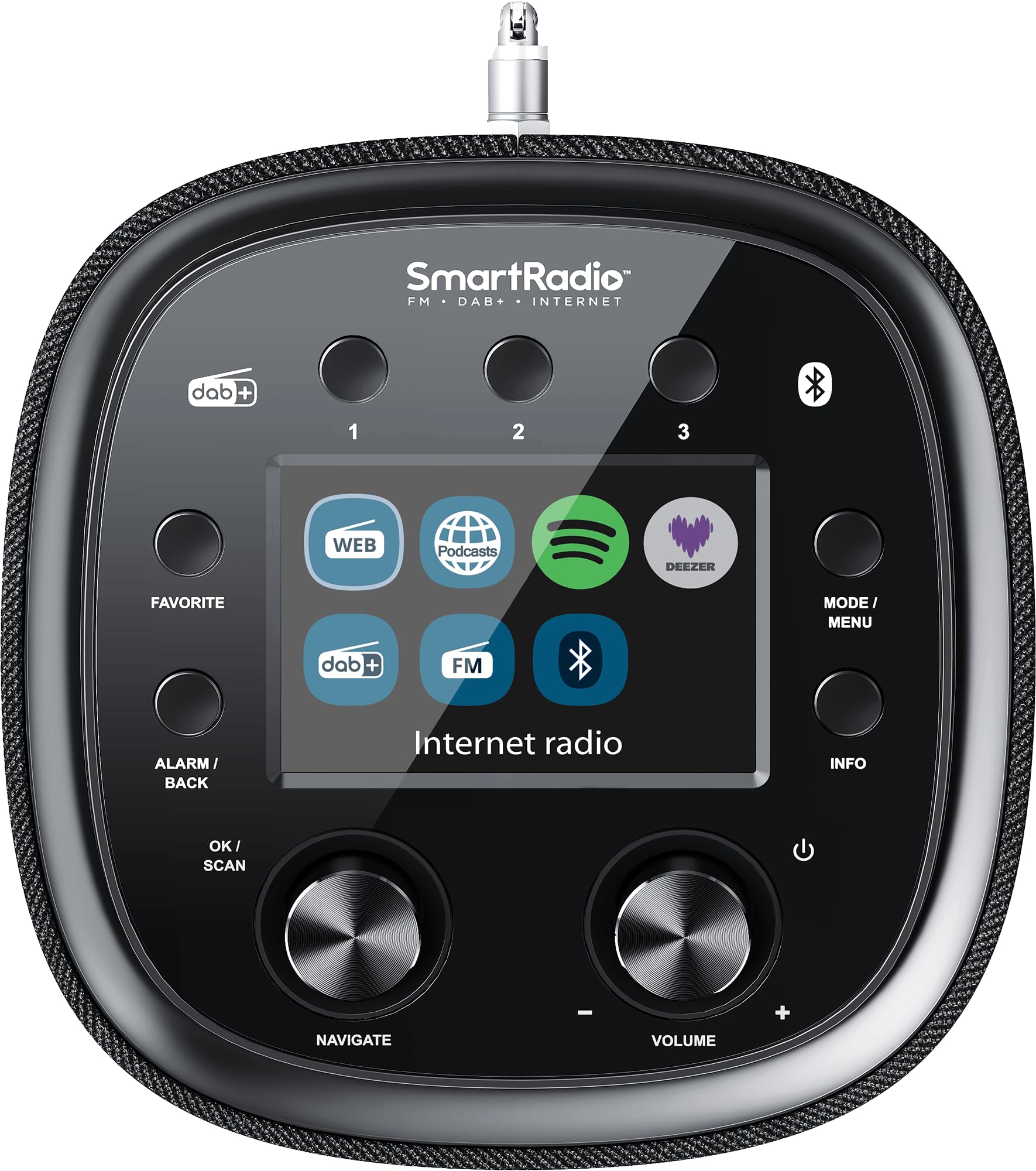 Kenwood CR-ST500S-B - Radio Inteligente con Pantalla TFT a Color de 4", Radio Internet WiFi, Dab+, FM, Spotify (HiFi), Deezer, Bluetooth, estéreo RMS 30 W, subwoofer Integrado, Mando a Distancia,