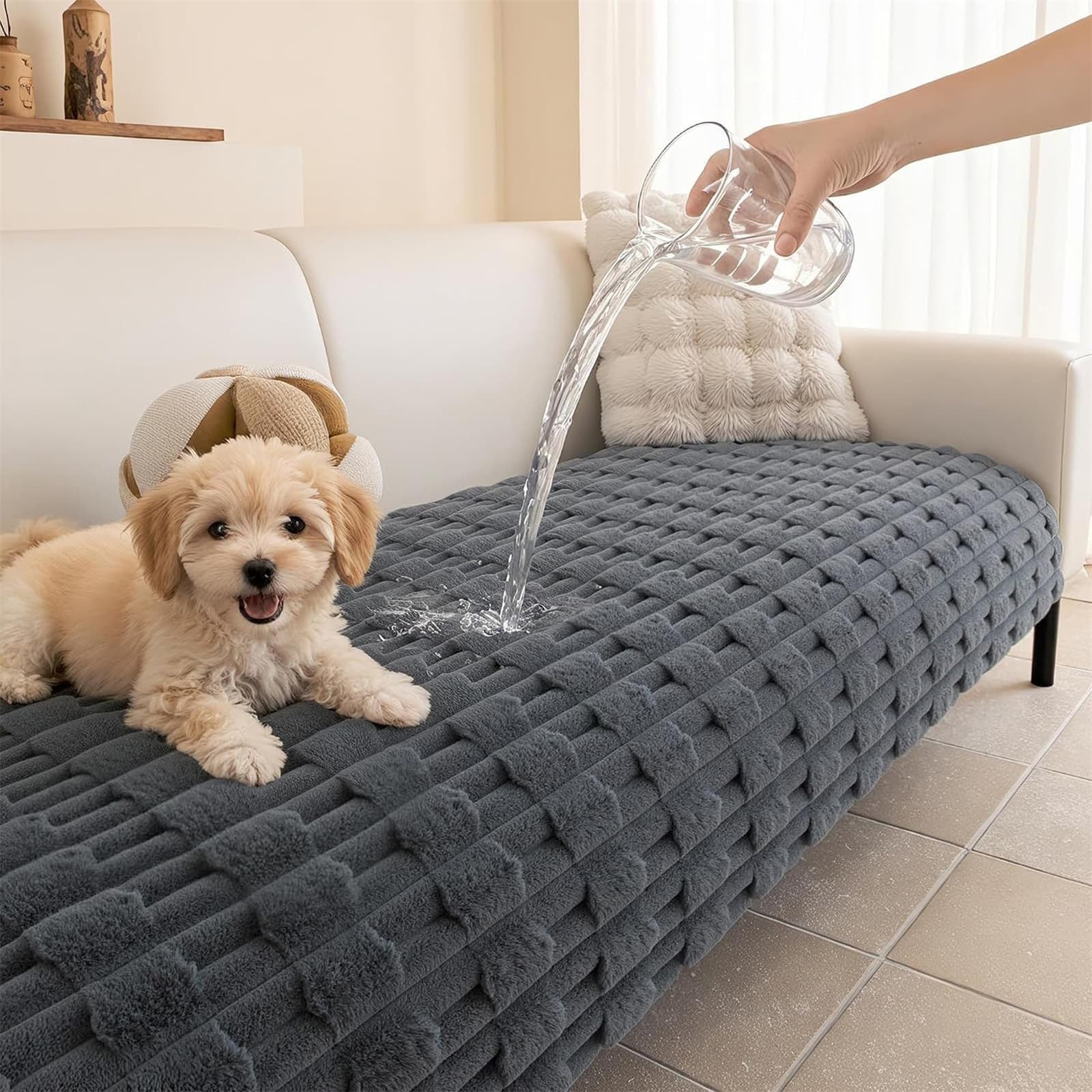 LINGKY Thick Sofa Covers Washable, Dark Grey, 70x70cm