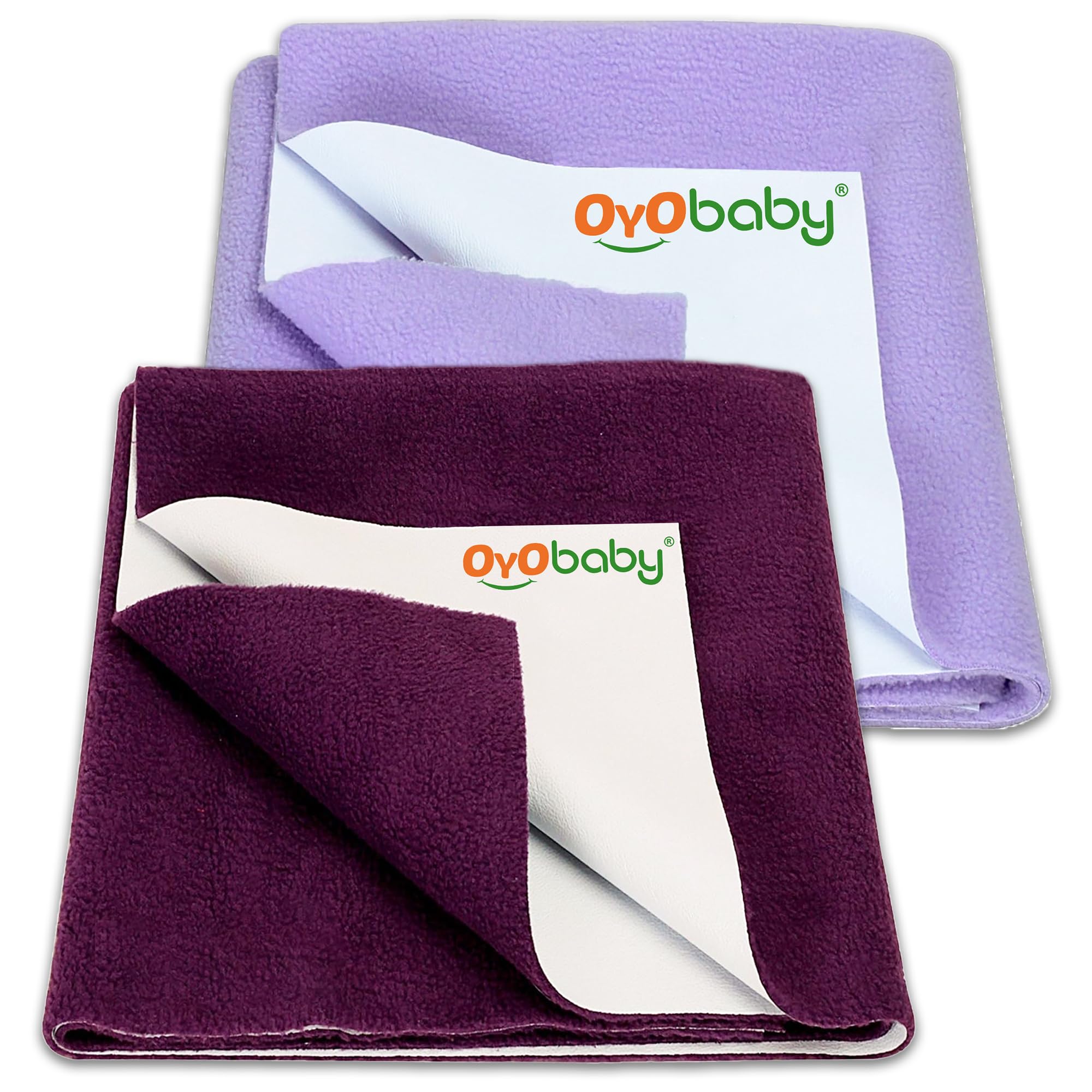 OYO BABY Waterproof Baby Bed Protector Dry Sheets for New Born babies | Reusable Mats | Cot & Bassinet Gift Pack (Gift Pack 2, Plum)