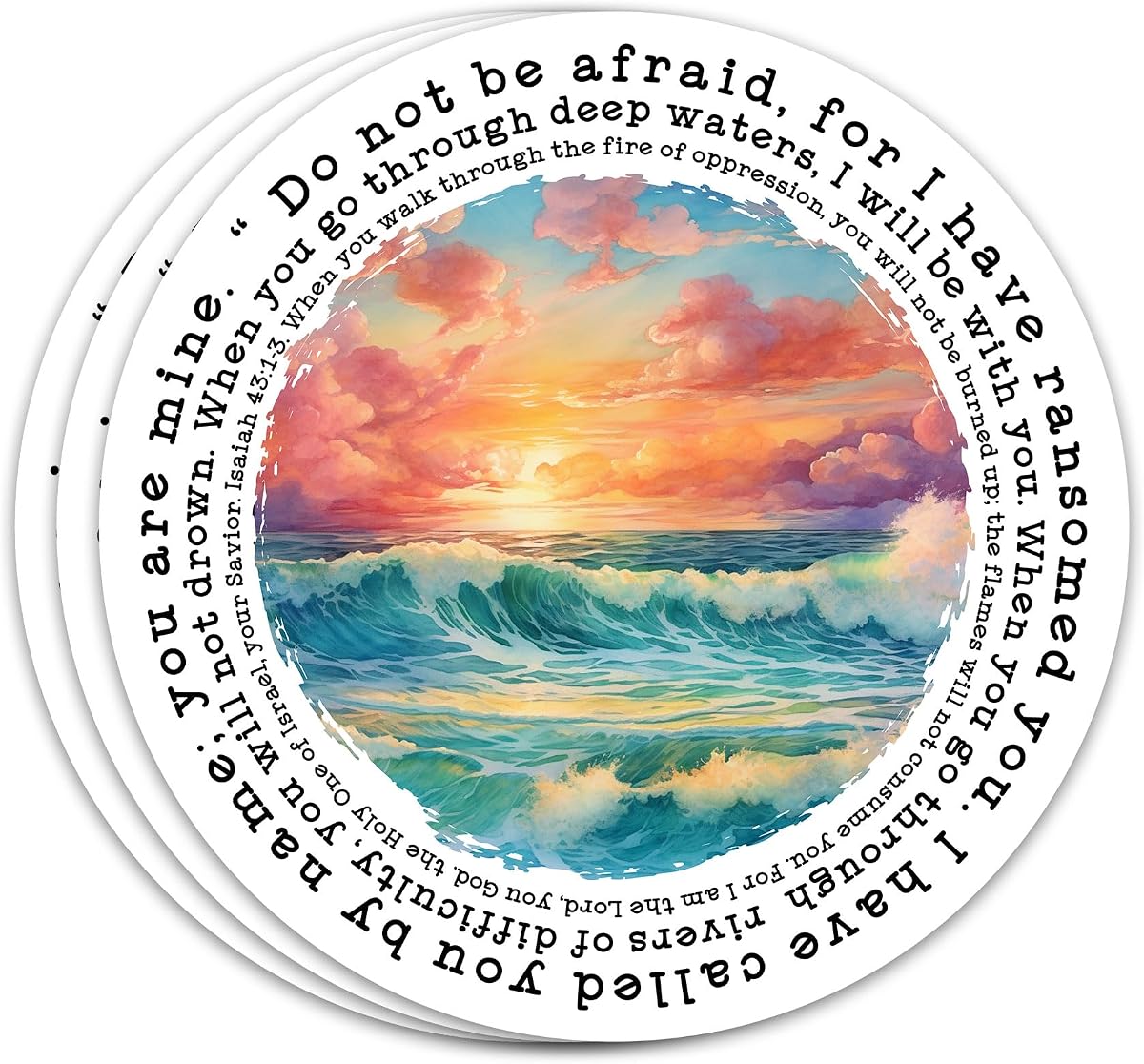 3PCs Do Not Be Afraid Sticker Inspirational Christian Bible Verse Sticker Sunset Religious Faith God Jesus Catholic Waterproof Vinyl Stickers For Laptop Water Bottle Decals Gifts For Adults Kids 3"x3"