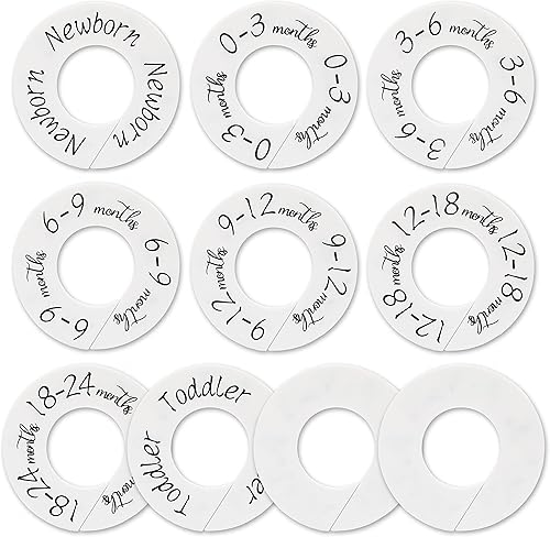 Dabancy Divisores de armario para bebé, juego de 10 desde recién nacidos hasta niños pequeños y 2 espacios en blanco con caja de color, divisor de