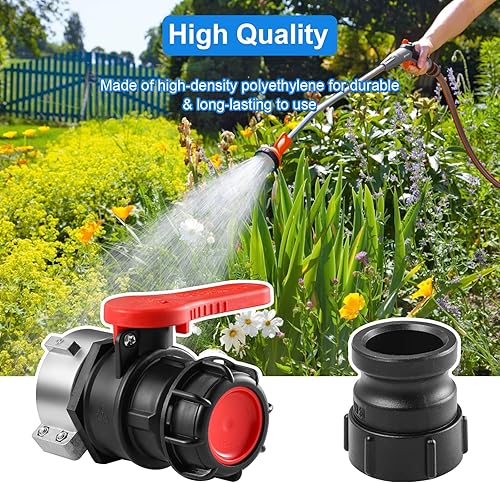 Miniatura 3 de Válvula de bola del adaptador del tanque del totalizador de 246.1 ft m IBC, reemplazo grueso del conector de la válvula de bola del totalizador IBC