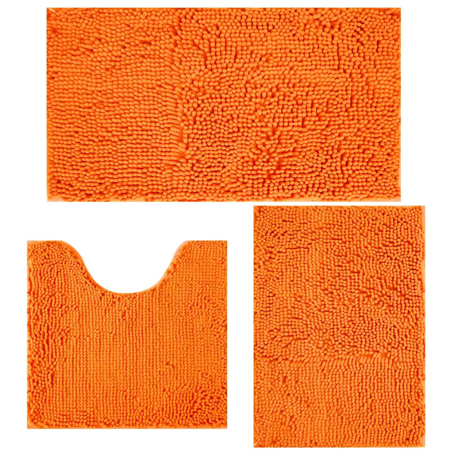 Lot de 3 tapis de salle de bain en chenille, très épais et absorbants, antidérapants, lavables en machine, séchage rapide, doux et confortable, utilisés sous la douche, baignoire et évier,