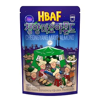 [Official Gilim HBAF] Korean Seasoned Green Chili Mayo Pepper Almond Nut | Kids, School, Lunch, Office, Work, Travel, Camping Party Snack | Pre-workout Protein Snack | Korean Food Healthy Snacks | Asin Snack Korean Sovenior Green Chili Mayo x 120 gram pack