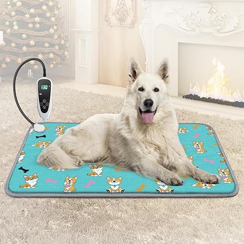 Vista 10 de Almohadilla térmica para perros de 28 x 18 pulgadas con interruptor de termostato inteligente y tubo de protección de línea de alimentación