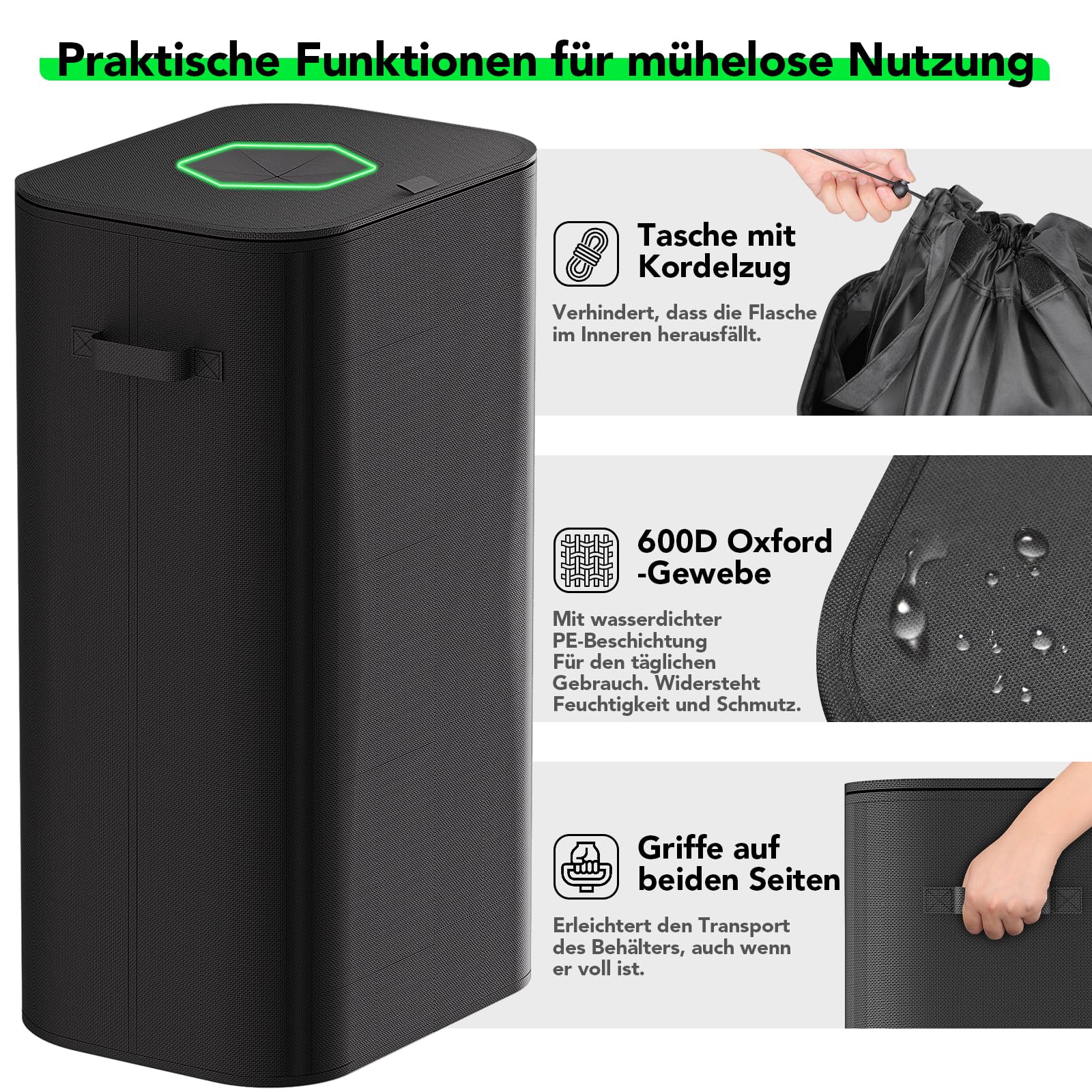 VCKHRRY Pfandflaschen Sammelbehälter 105L - Mit Tragetasche Für Leergut