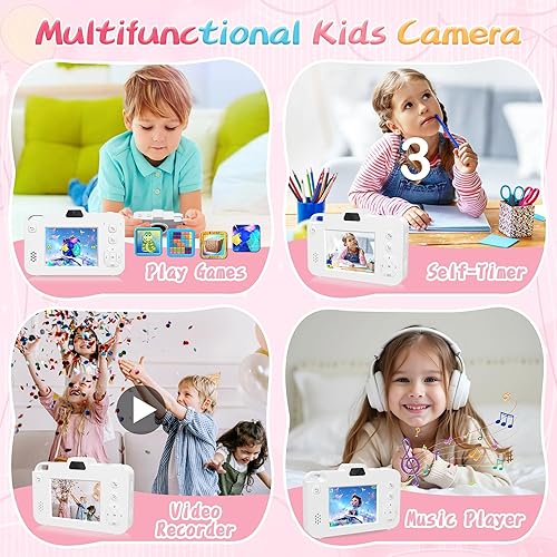 Miniatura 6 de Cámara Digital para Niños, 48MP 1080P Cámaras Digitales Compactas con Lente Dual, Cámara Pequeña Compacta con Zoom de 16X para Niñas y Niños,