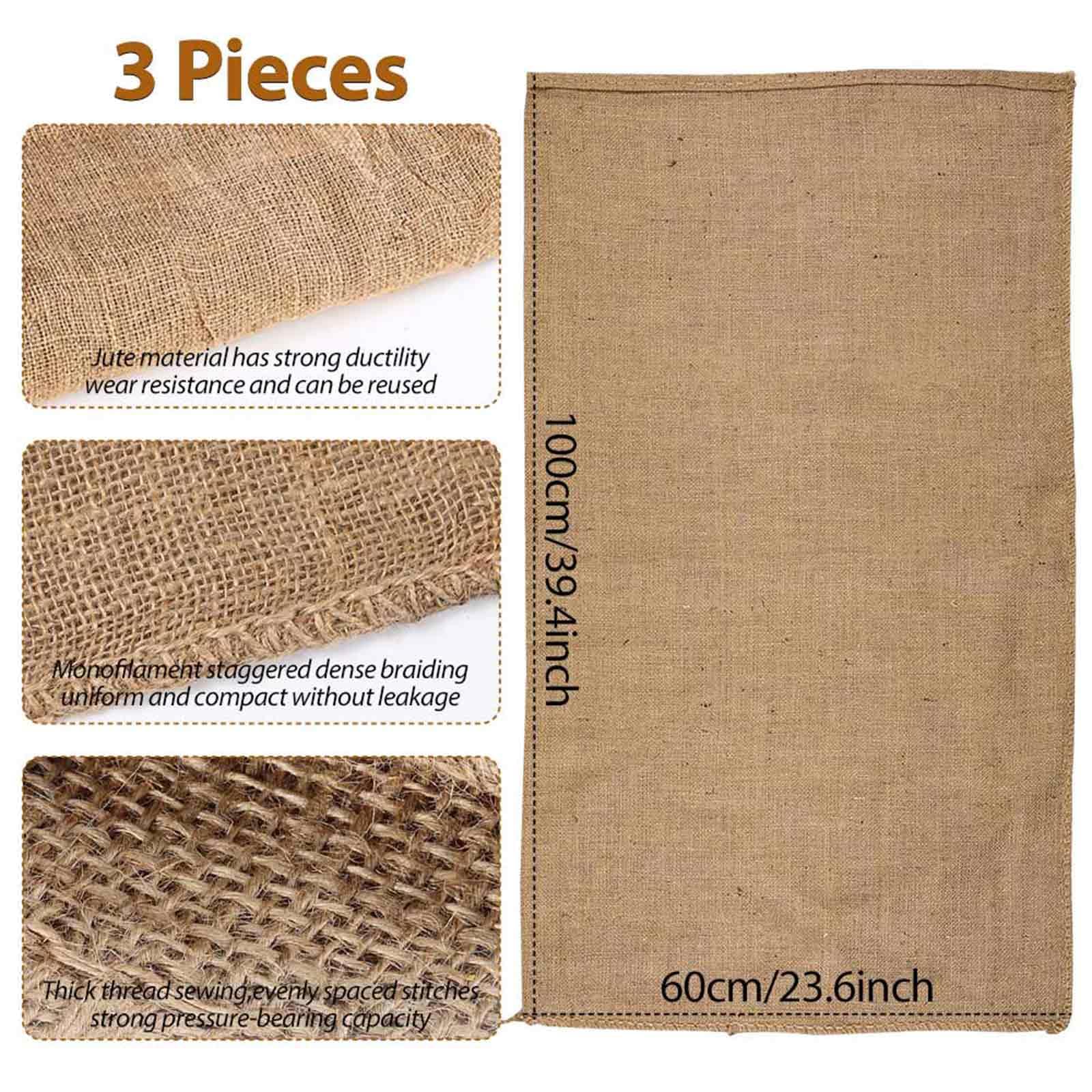 Sac Toile de Jute,3 Pièces Sac en Toile de Jute 60 x 100 cm,Sac Pomme de Terre Jute pour Le Stockage des Aliments,Le Jardinage