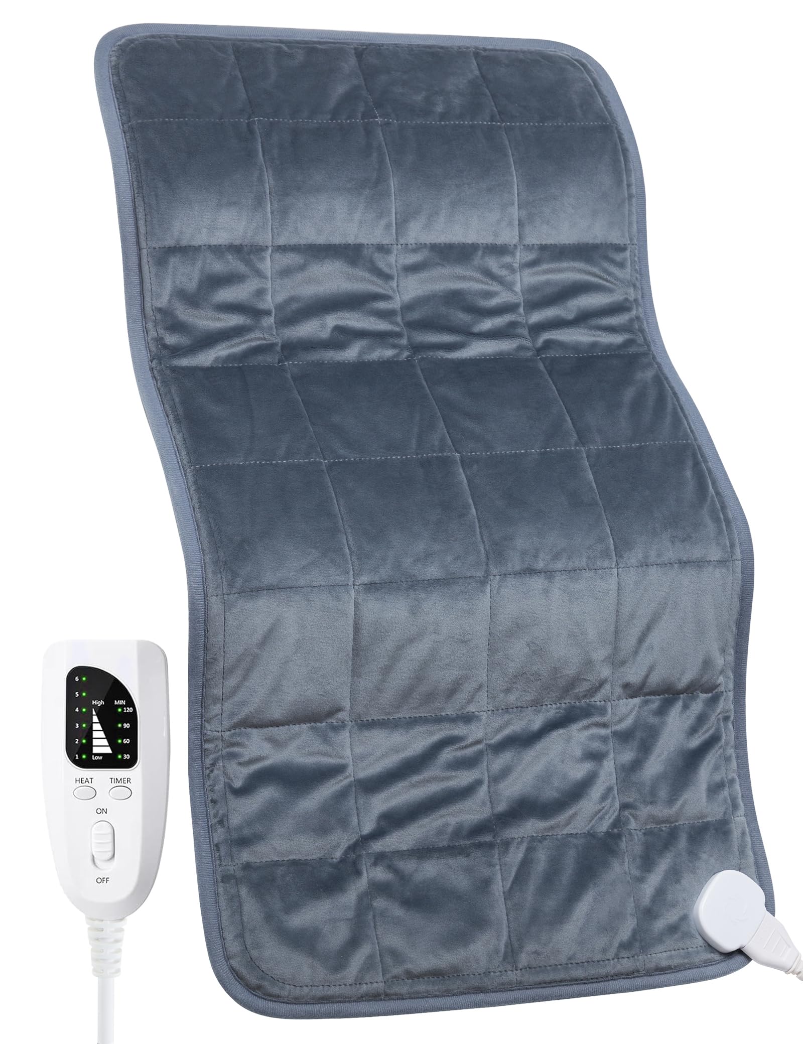 Weighted Heating Pad, 17''x 33" XXXL Extra-Large Electric Heat Pad for Back Pain Relief w/ 6 Heat Settings 2H Auto Shut-Off, w/4.9lbs BPA-Free Beads for Cramps Neck Shoulder Arms Legs Machine Washable