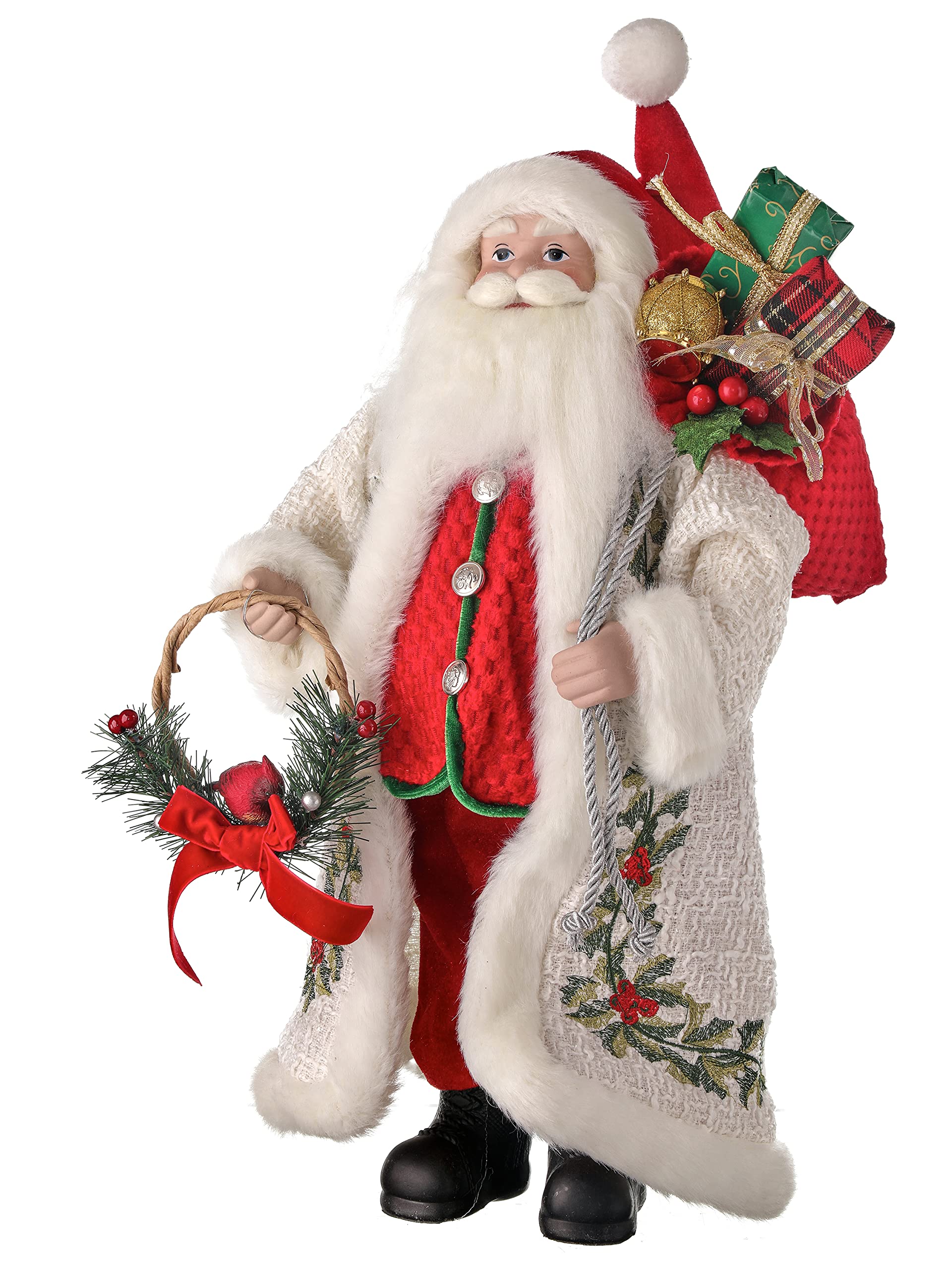 Regency International Fabric Cardinal Court Santa Figurine, 18 Inch, Resin