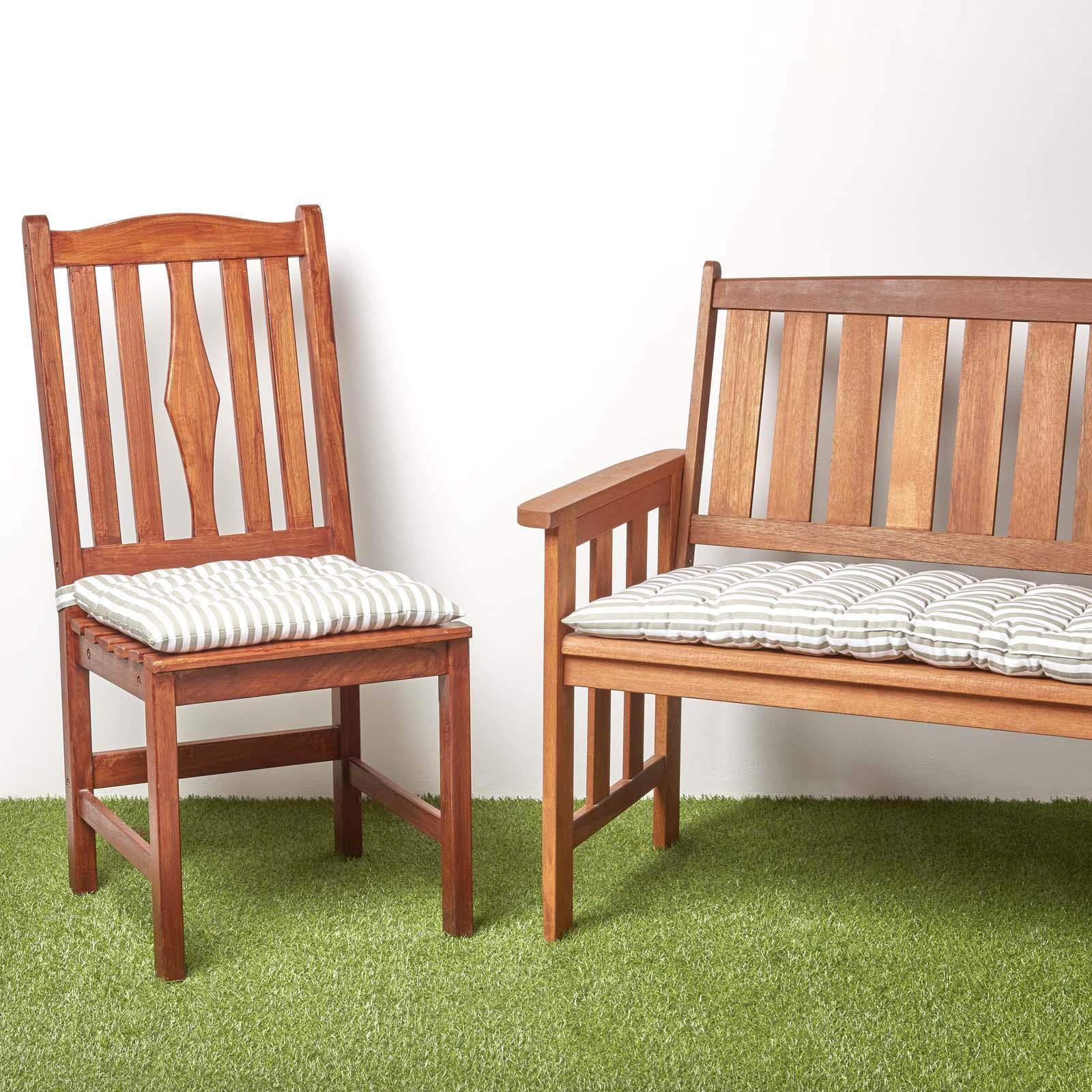 HOMESCAPES Coussin pour Banc de Jardin, Matelas de Sol, Coussin pour Banquette extérieure 2 Places, Coton - 108x42 cm - Rayures Grises
