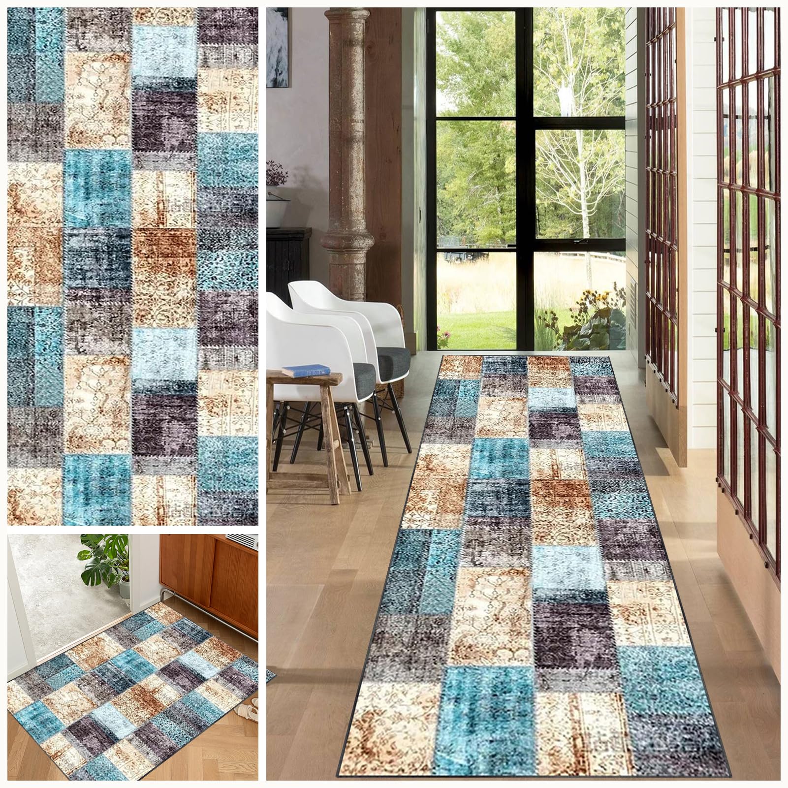 EYKWKB Hallway Rugs Runner Non Slip Runner Rug for Entryway Long Kitchen Floor Runner Washable Narrow Hall Runner Heavy Duty Doormat Floor Carpet Runners for Hallways Bedroom Laundry Room 70 x 200 cm