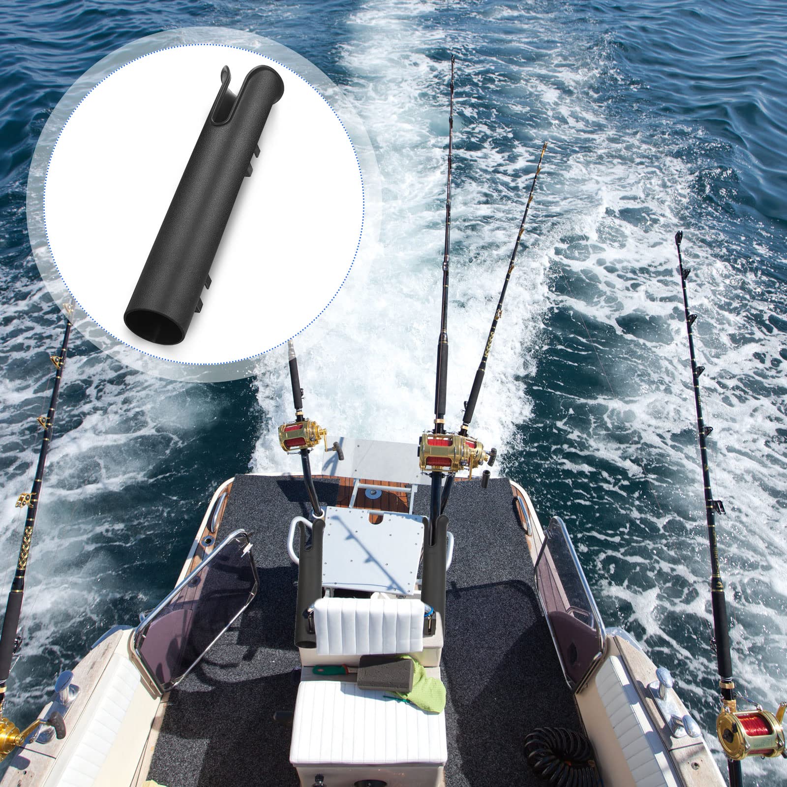 Lot de 6 supports de canne à pêche portables pour bateau - Support mural pour canne à pêche avec vis pour bateau, kayak, pêche - Noir