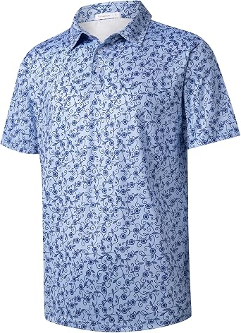 BOJIN Mens Funny Print Golf Polo Shirts Short Sleeve Wrinkle Free Shirt | Short Sleeve, Moisture Wicking, Dry Fit, Wrinkle Free, Stretch, Lightweight, Breathable, Performance, Casual, Collared