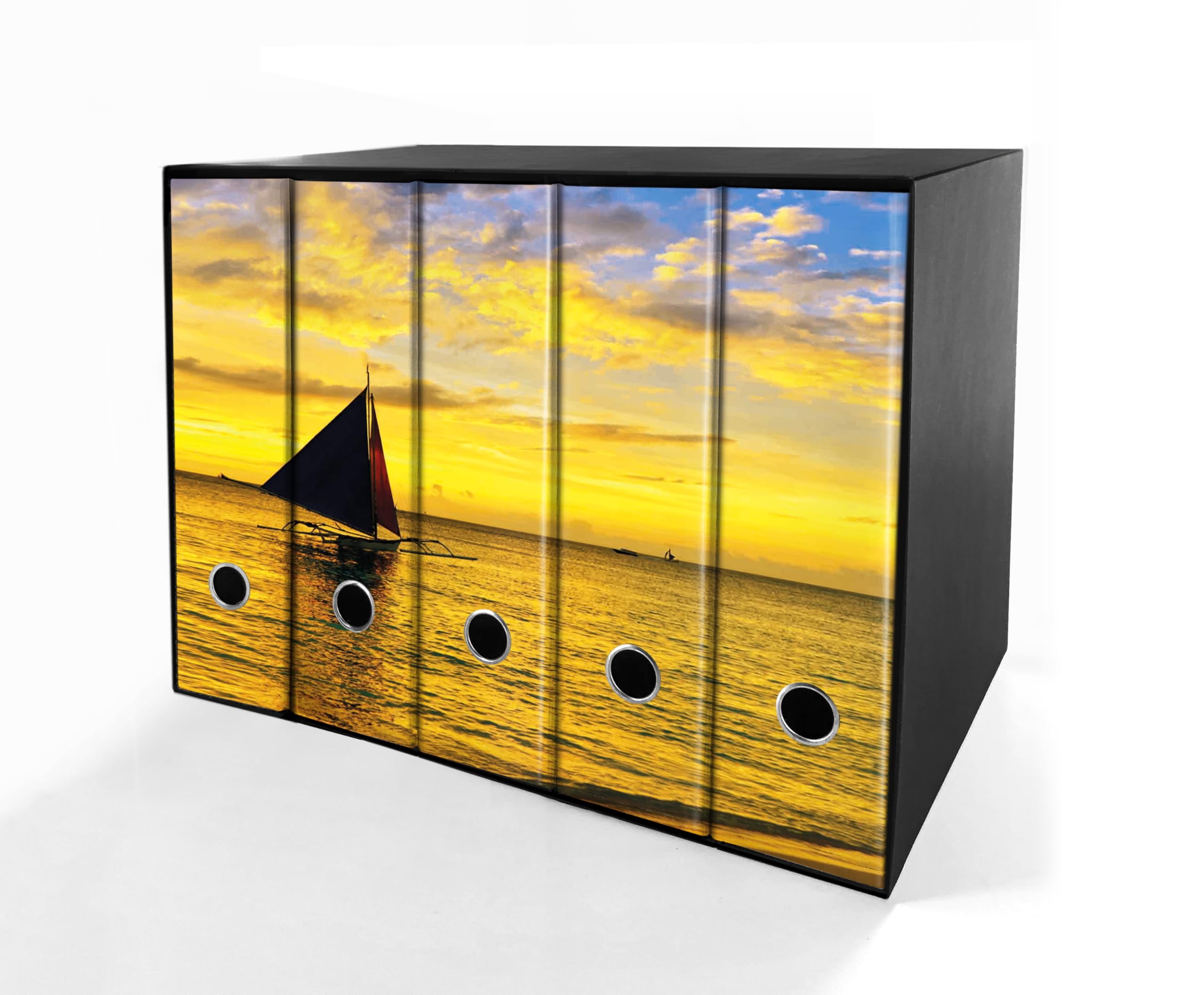 SET da 5 Raccoglitori ad anelli - BARCA TRAMONTO (28x31 cm con 4 anelli)