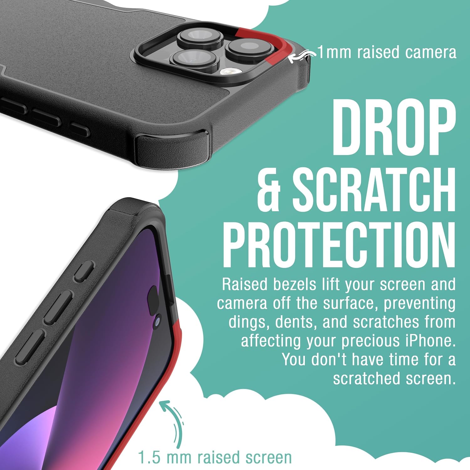 Smartish® iPhone 15 Pro Max Protective Magnetic Case - Gripzilla Compatible with MagSafe [Rugged Heavy Duty Grip Armor Cover] w/Drop Tested Protection for Apple iPhone 15 Pro Max - Black Tie Affair