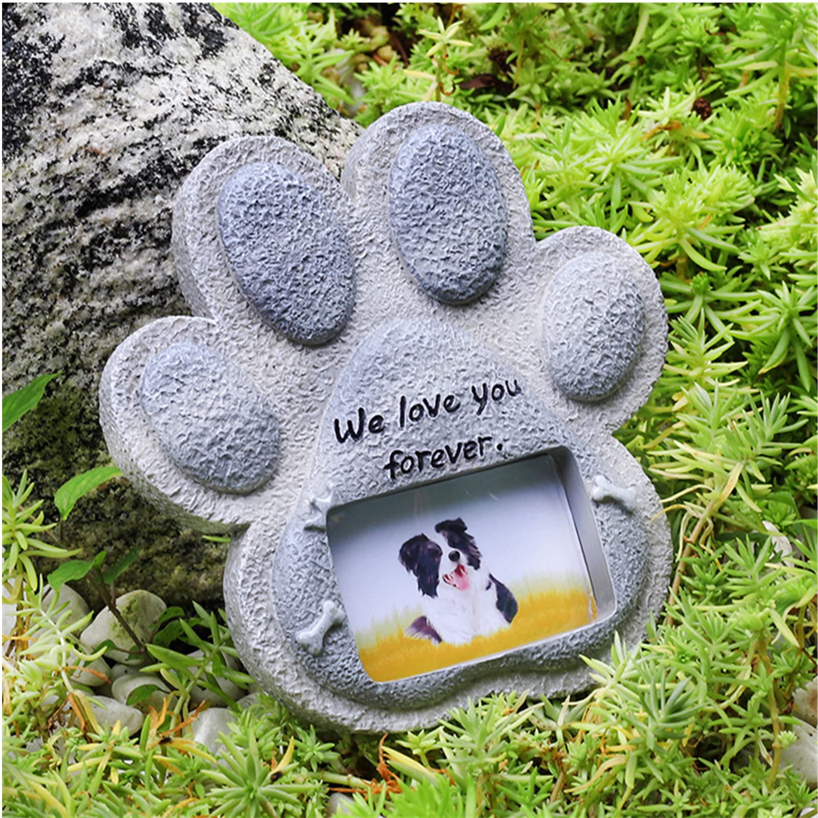 Pietra tombale per cani, resina a forma di cuore, decorazione per la tomba, resistente alle intemperie, per prato e giardino, impronta digitale