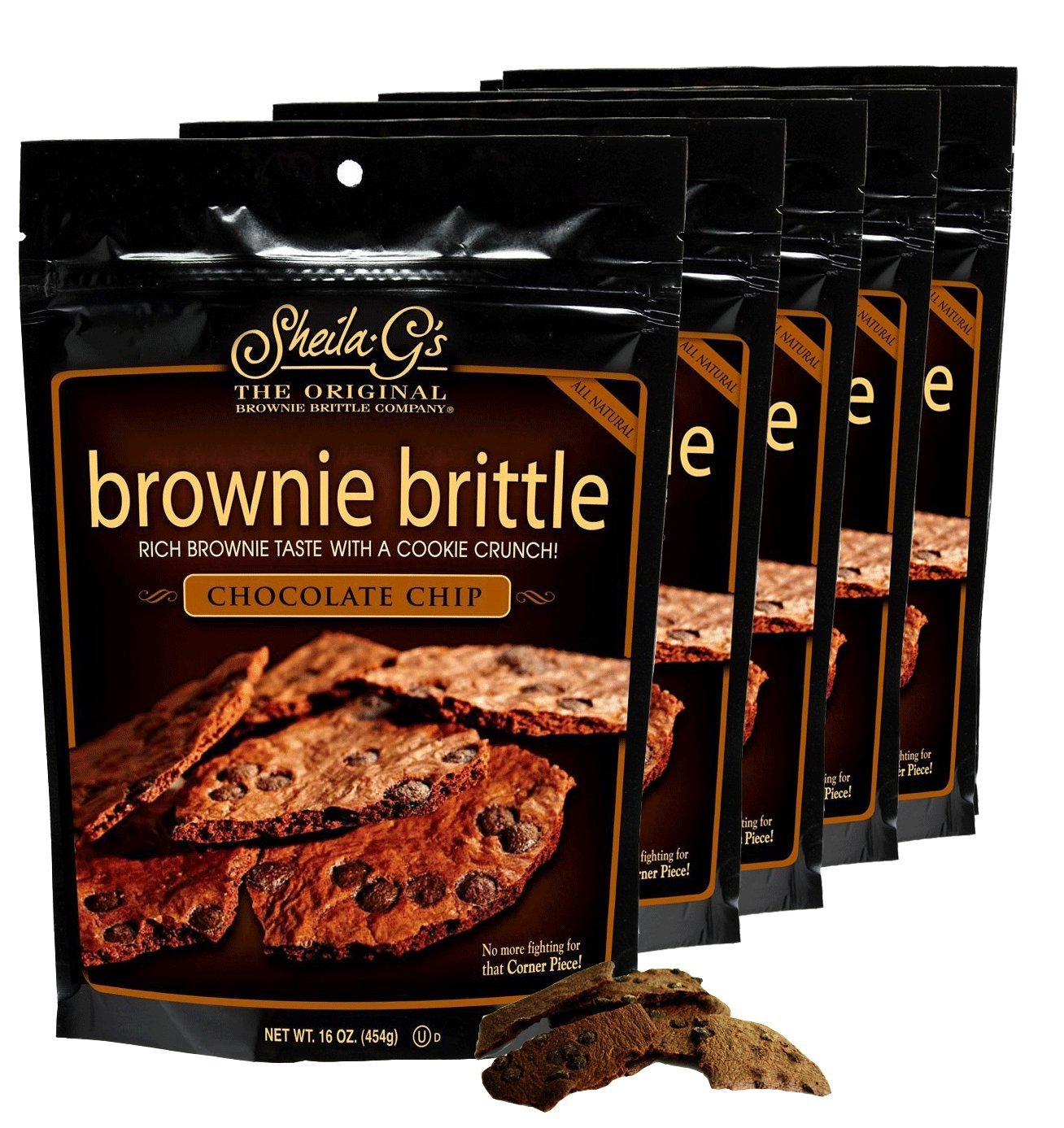 Sheila G's Original Chocolate Chip Brownie Brittle 16 oz (SUPER VALUE 5 PACK)