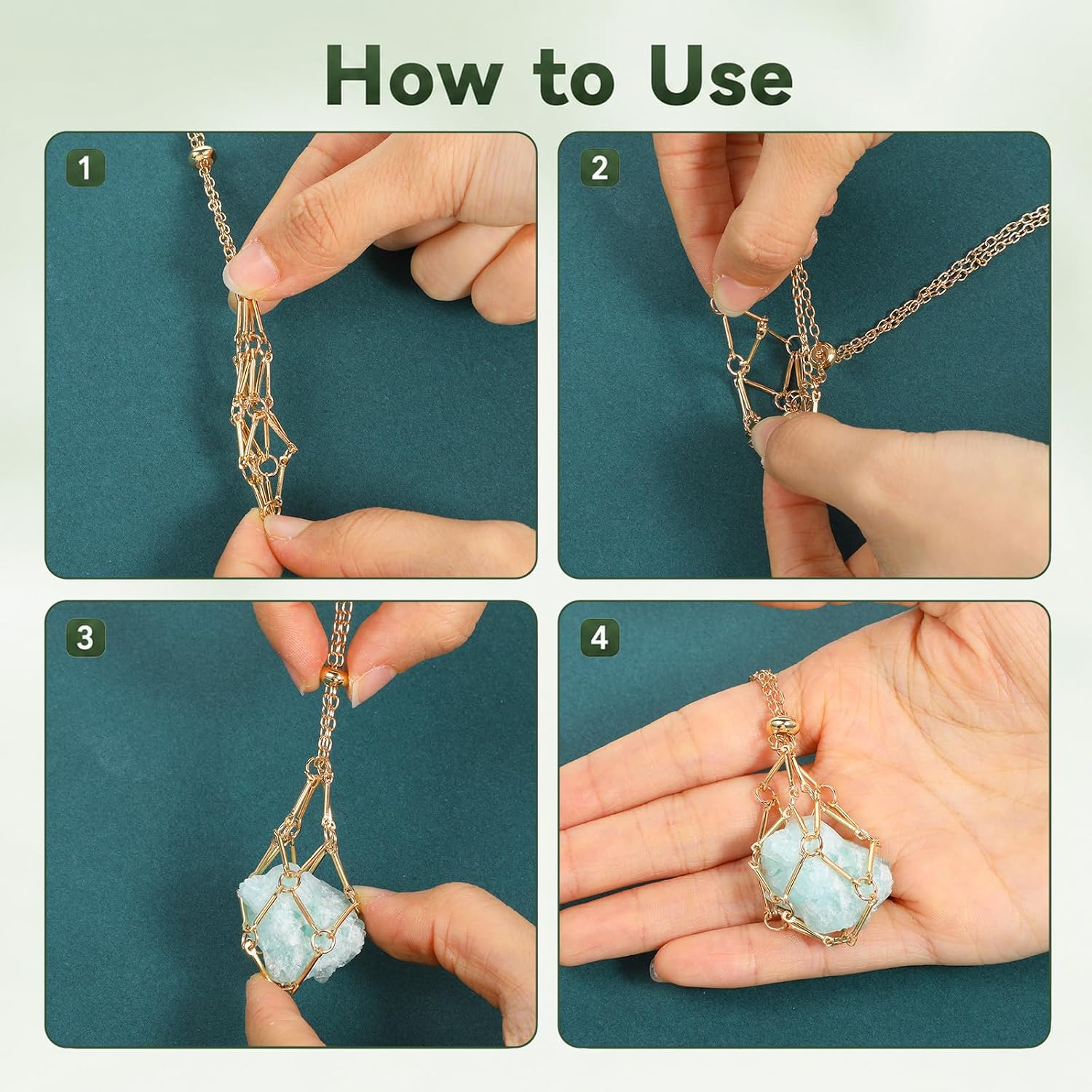 3 PCS Crystal Holder Necklace Crystal Cage Necklace Gem Necklaces image 3
