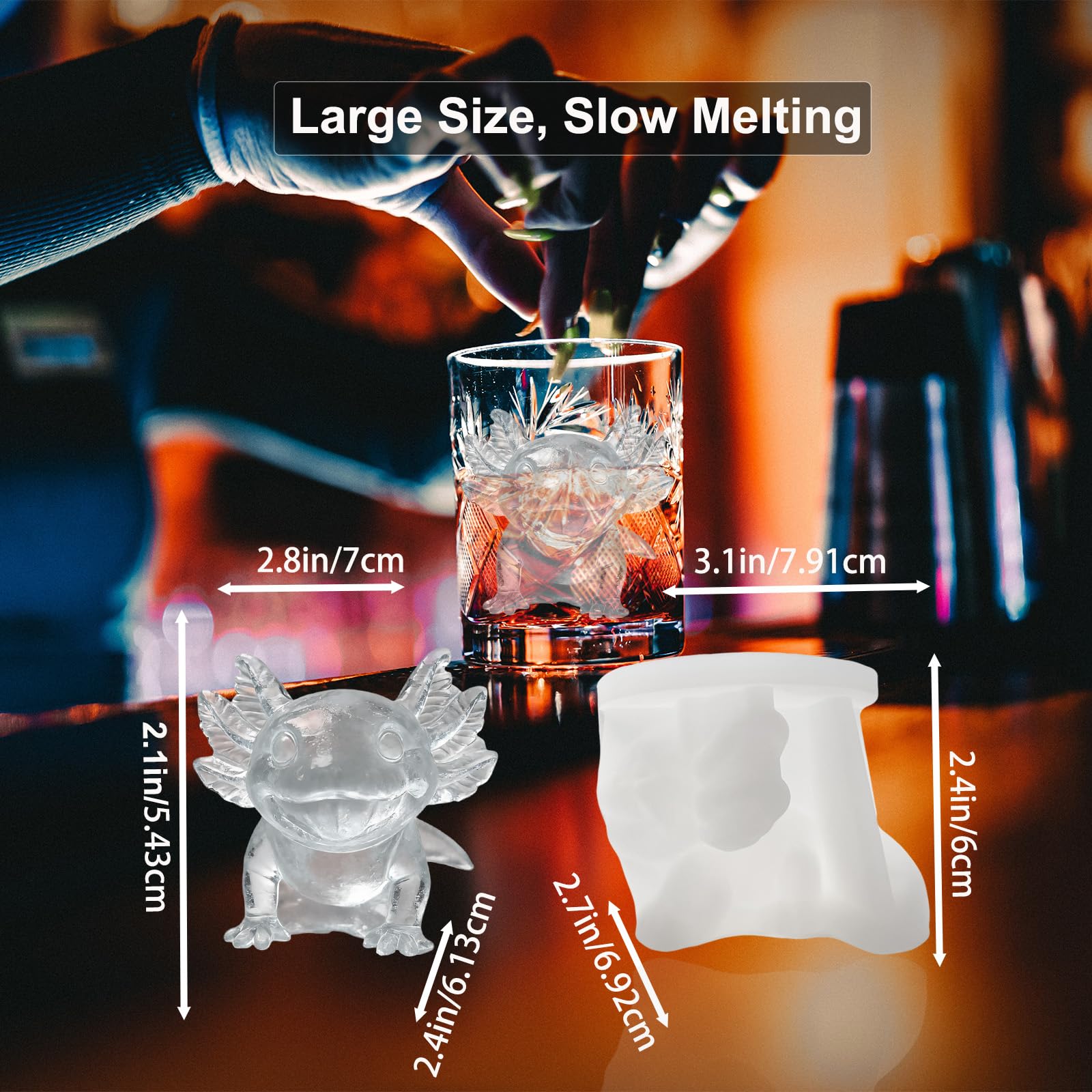 SIUPER 3D Axolotl Ice Cube Silicone Molds Tray for Whiskey