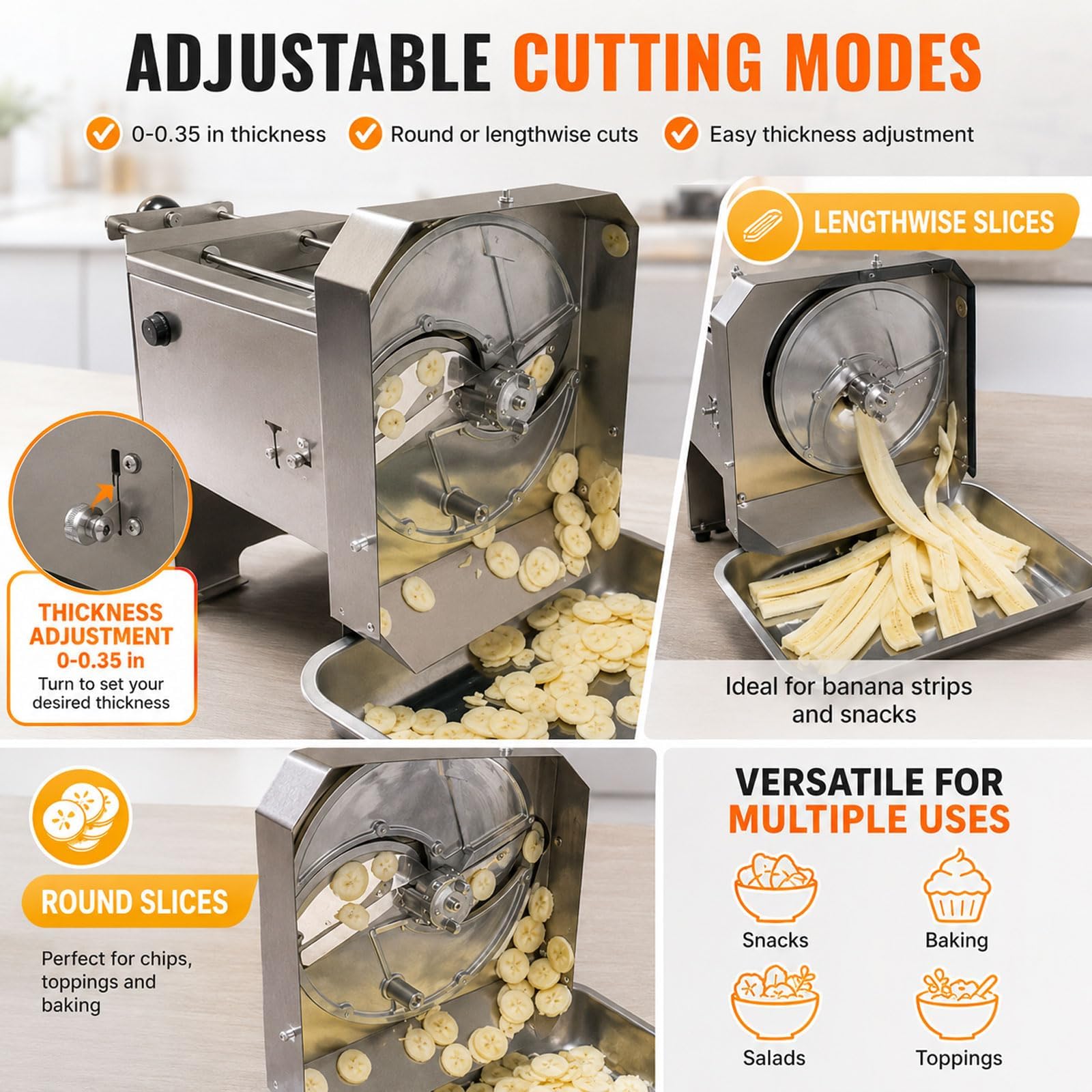 Affettatrice Elettrica per Banane, Tagliaverdure e Banane Professionale