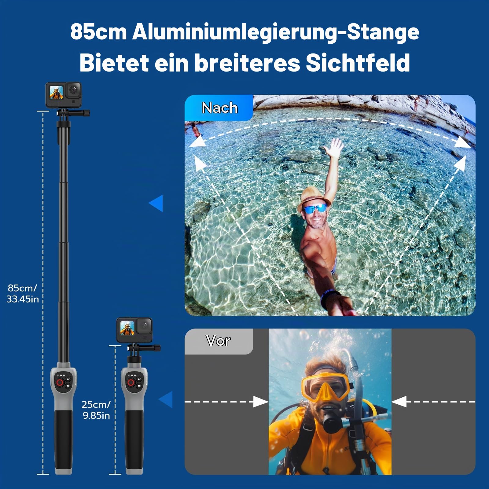 TELESIN 33 Zoll Unterwasser Selfie Stick für GoPro Hero 13 12 11 10 9