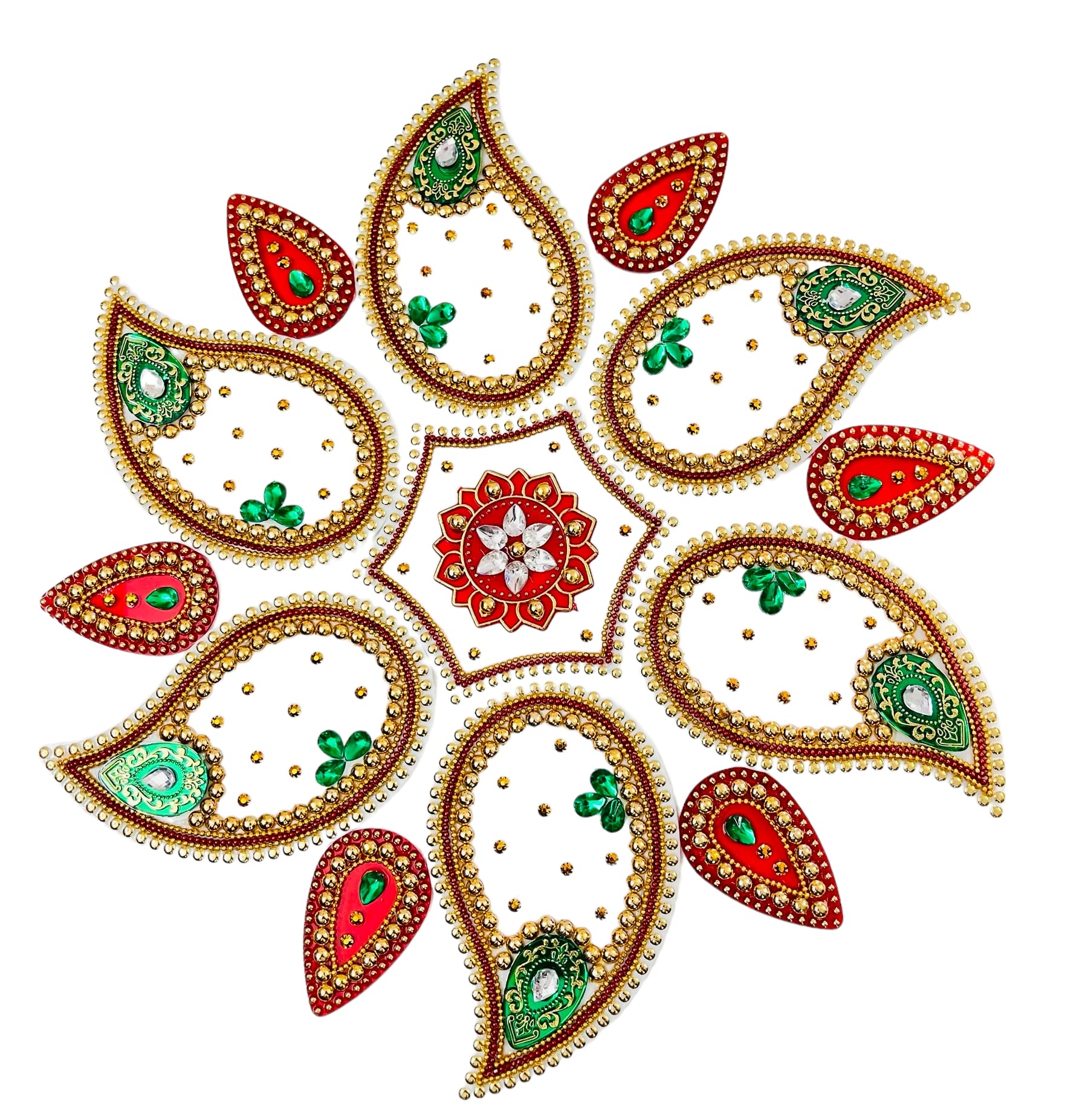 Krisah Acrylic Rangoli Multicolour Handicraft Jewel Stone Decorations for Festivals Pooja Home Wedding Decor (White, 13) (B0BVK8ZTDZ) Amazon Price History, Amazon Price Tracker