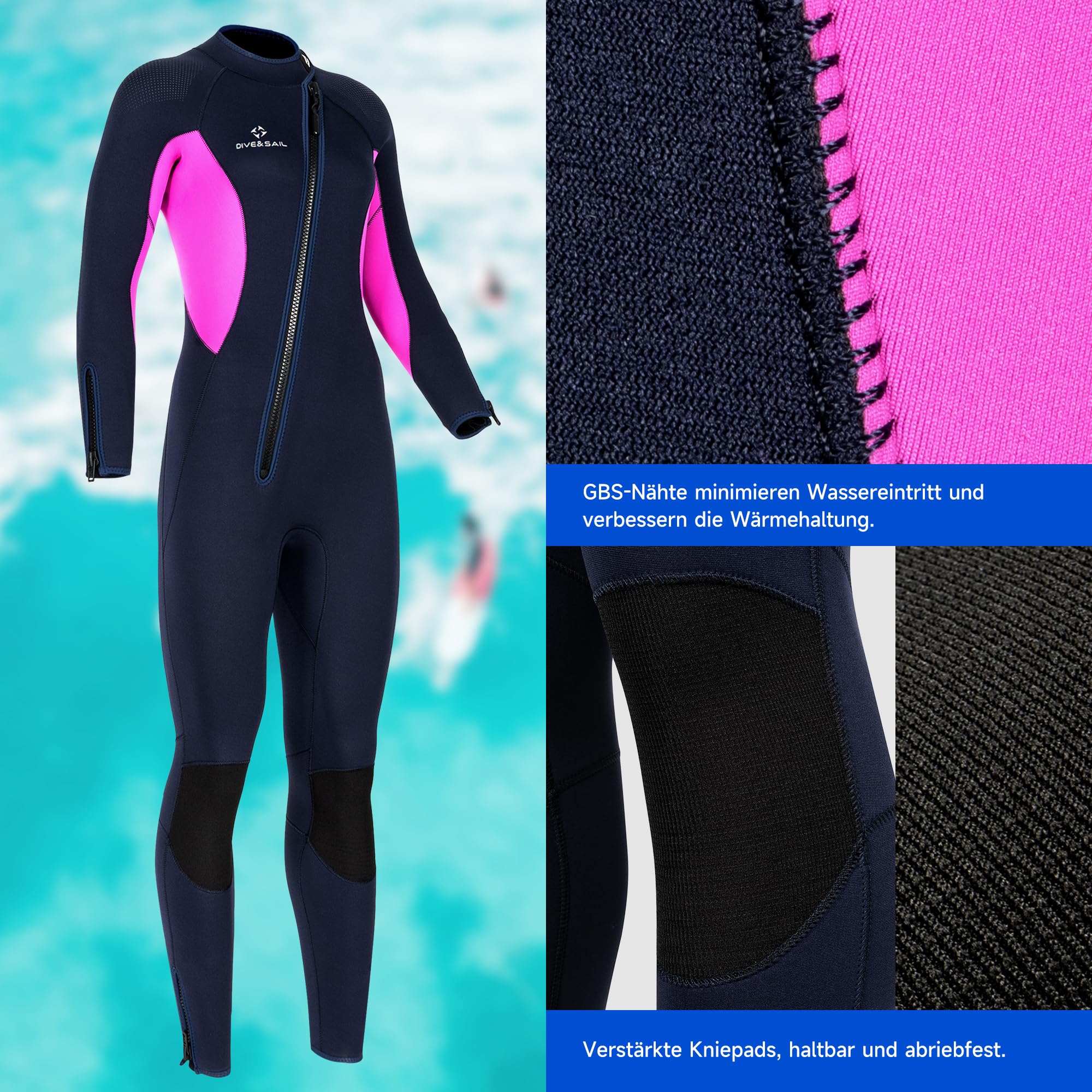 Traje de neopreno de 5 mm con cremallera frontal para hombre y mujer, traje de buceo cálido para agua fría, para buceo, surf, esnórquel, buceo libre, deportes acuáticos