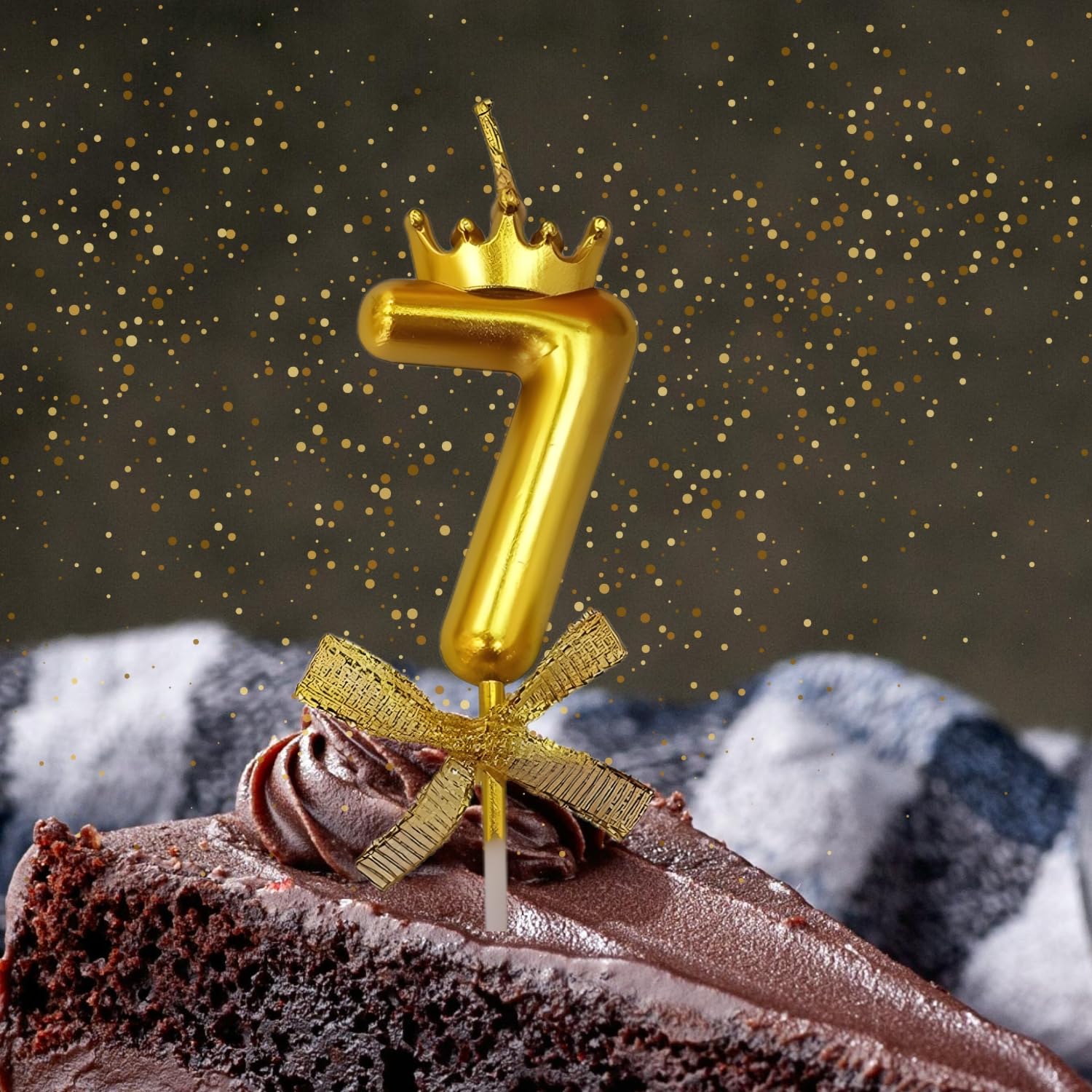 KITTER 1 Pc 7 Number Candle for Birthday Cake 7th Birthday Cake Decoration Seven Candle with Crown on Top Cake Topper Metallic Gold Number Crown Candles for Anniversary (Pack of 1)-image-39