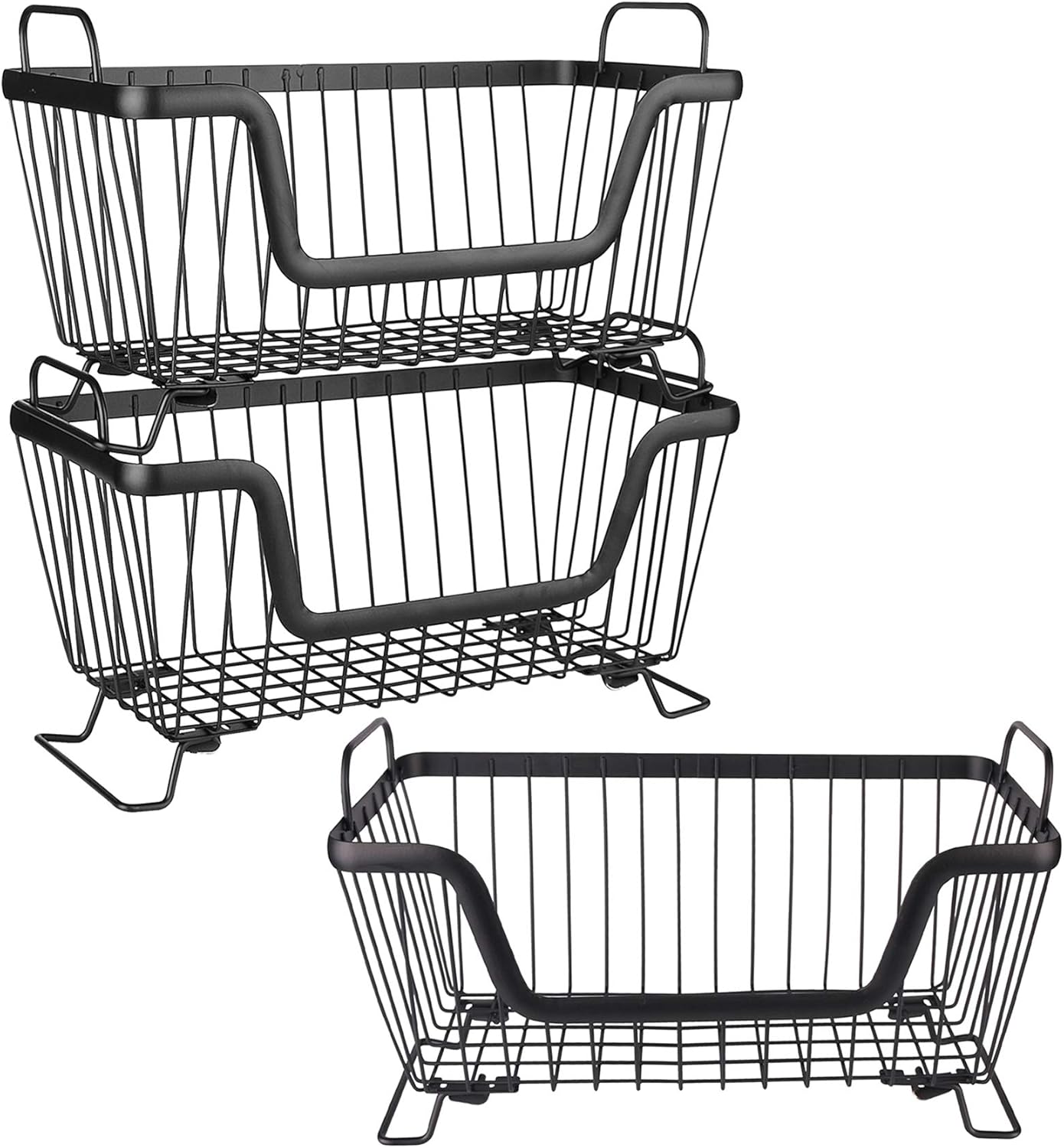 LOTTS Stackable wire basket, Metal Pantry basket, Storage