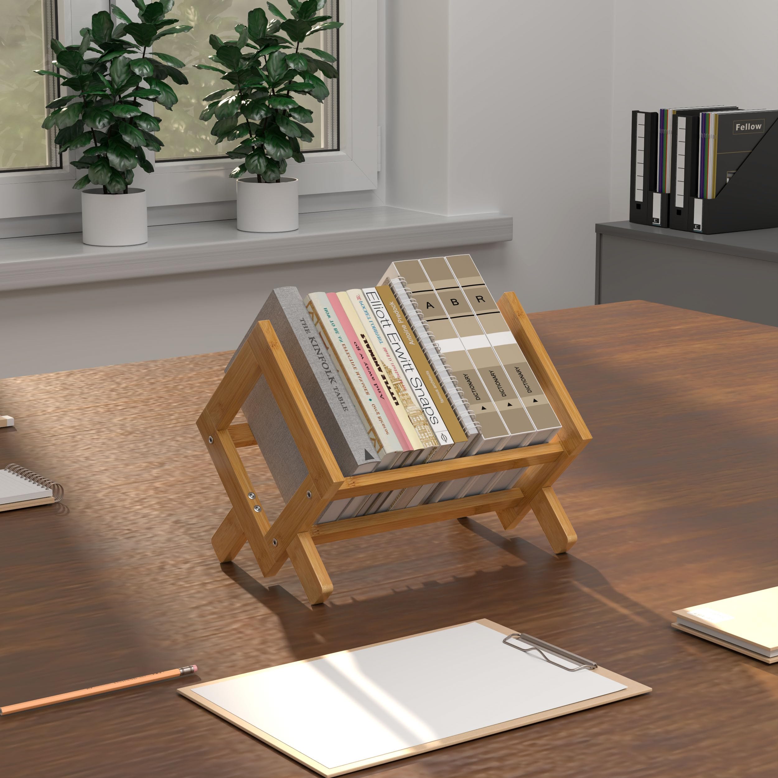 libreria da scrivania, organizer scrivania in bambù, 35x24.5x21cm, mini libreria legno bambini, porta libri da scrivania legno per ufficio, camera dei bambini(bamboo color)