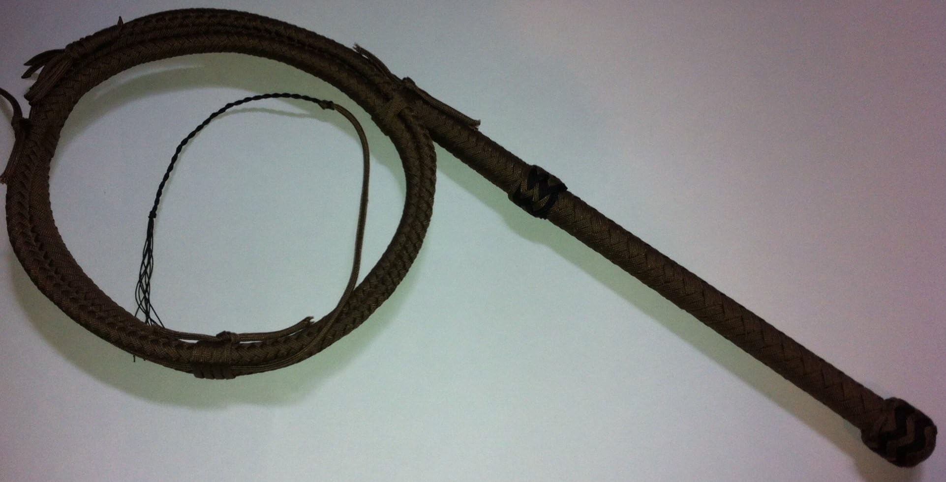 Dark Brown Nylon Bullwhip, Catalyst Model; Synthetic Cracking Paracord Whip
